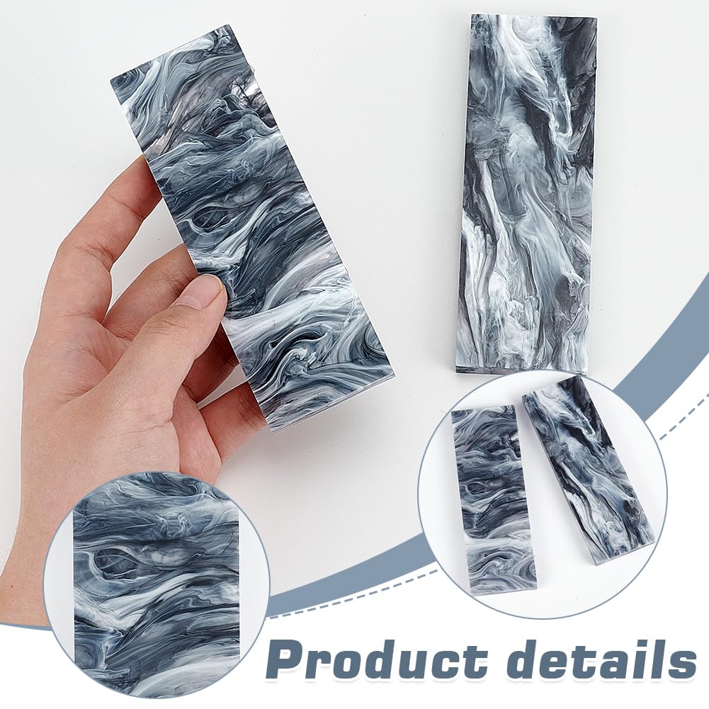 BENECREAT 2Pcs Marble Pattern Knife Handle Scales - Acrylic DIY Knife Making Material for Custom Blades (4.74x1.57x0.33 Inch) - Perfect for Knife Restoration, Woodworking & Outdoor Survival Tools