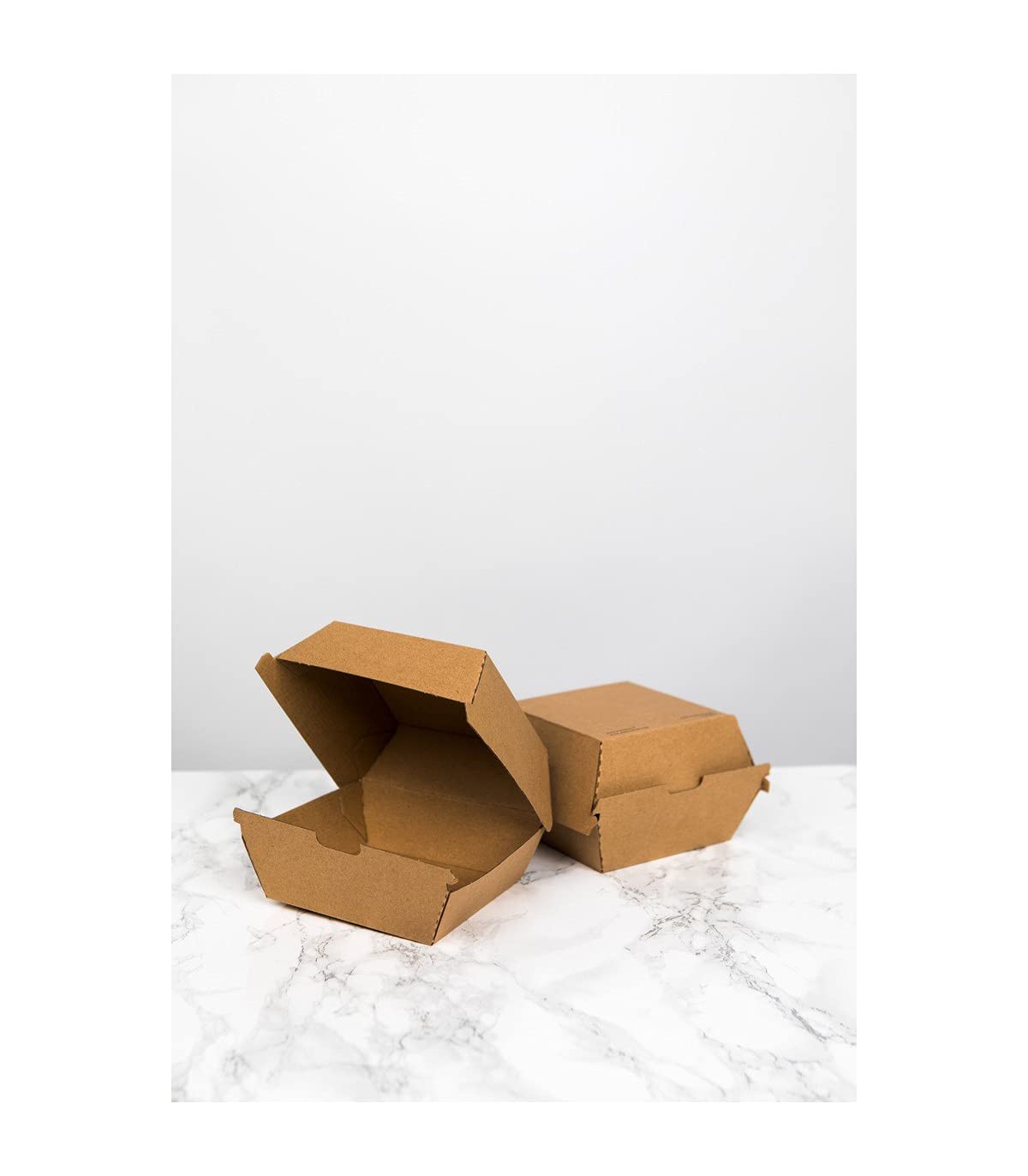 PacknWood 210EATBUK105 16oz Kraft Burger Box - 3.75x3.75x2in Disposable Food Containers (300 pcs) | Eco-Friendly Corrugated Cardboard Takeout Boxes for Burgers, Snacks & Small Gifts | Perfect for Restaurants, Food Trucks, Catering & Party Favors