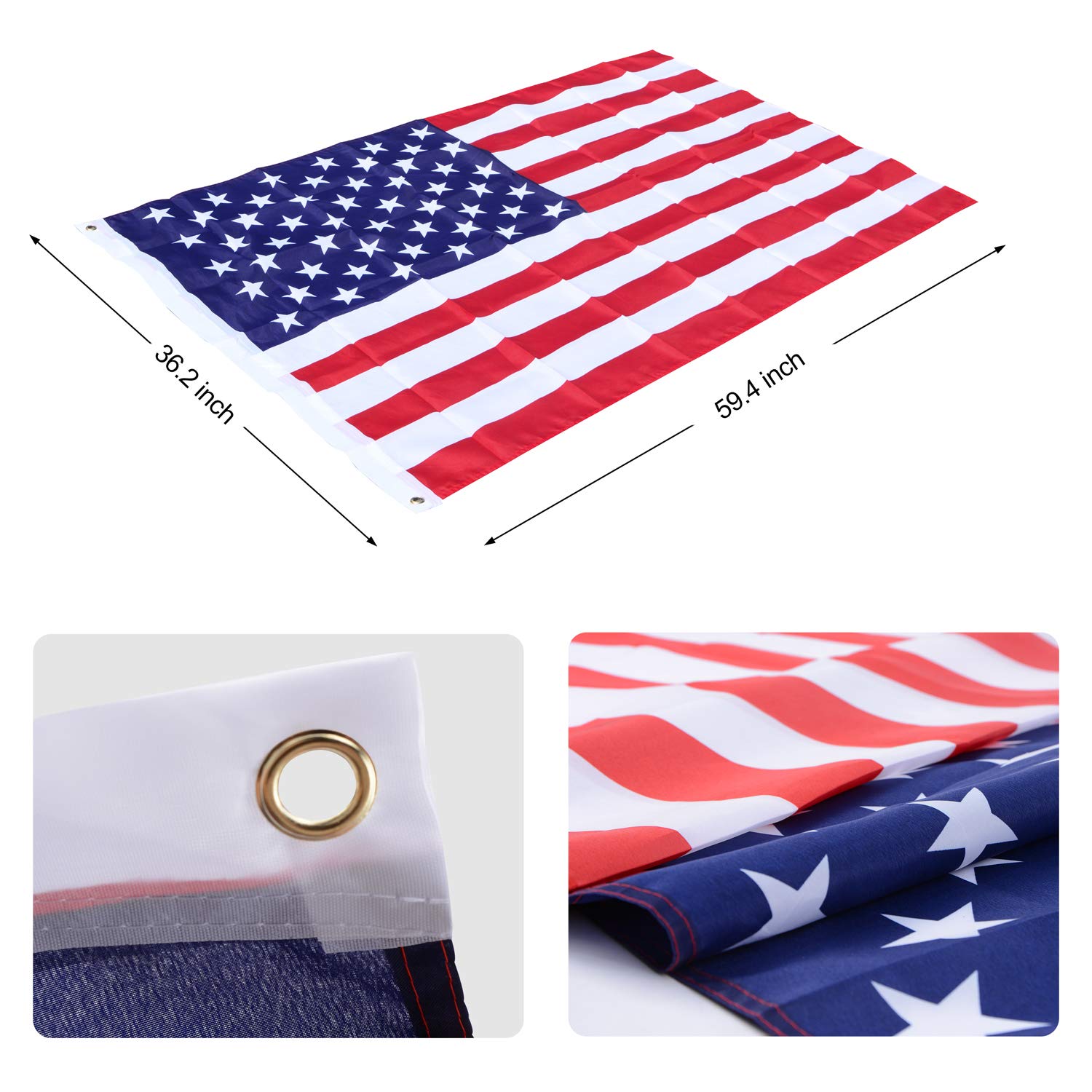 **30Ft Heavy Duty Aluminum Telescoping Flag Pole Kit - 14 Gauge, 2 Flags Capacity with 3x5 American Flag & Golden Ball Top - Ideal for Commercial, Residential, Schools & Patriotic Events**