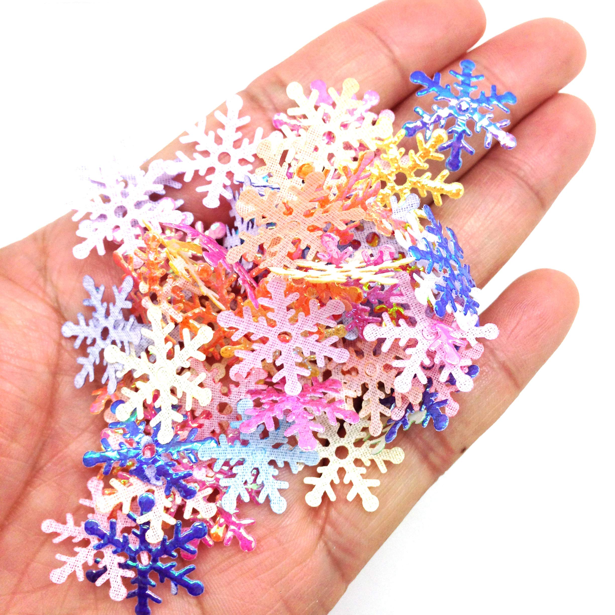 PEPPERLONELY 300-Piece 2cm Christmas Snowflakes Confetti - Mixed Color Iridescent Holiday Decorations for Christmas, Weddings, Birthdays & Parties | Perfect for Table Scatter, Gift Wrapping & DIY Crafts