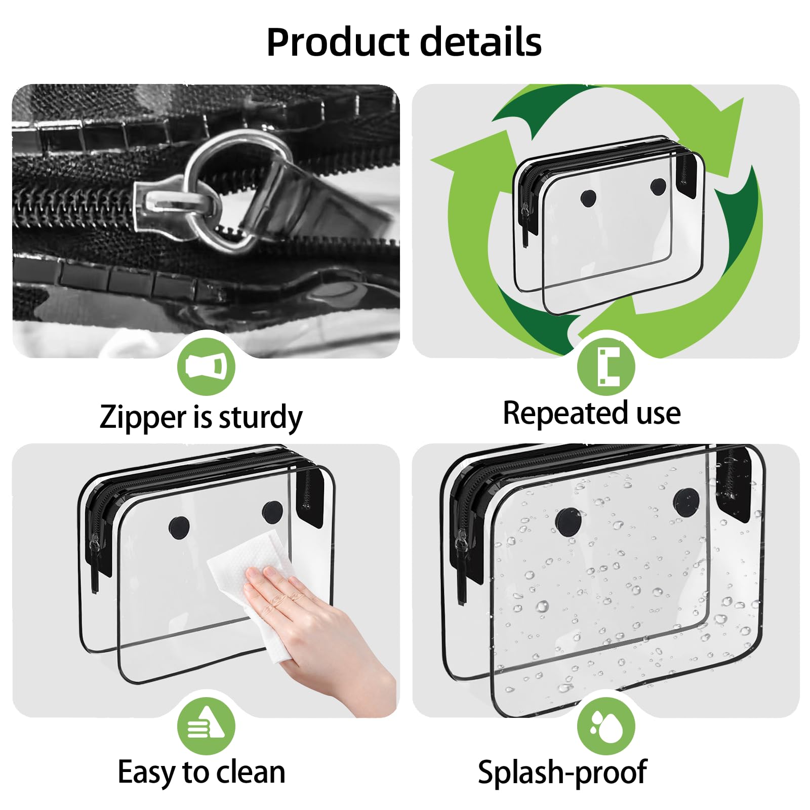 3 Pack TSA Approved Clear Toiletry Bags for Travel & Cosmetics - Zippered Organizer for Bogg Bag & Carry-Ons