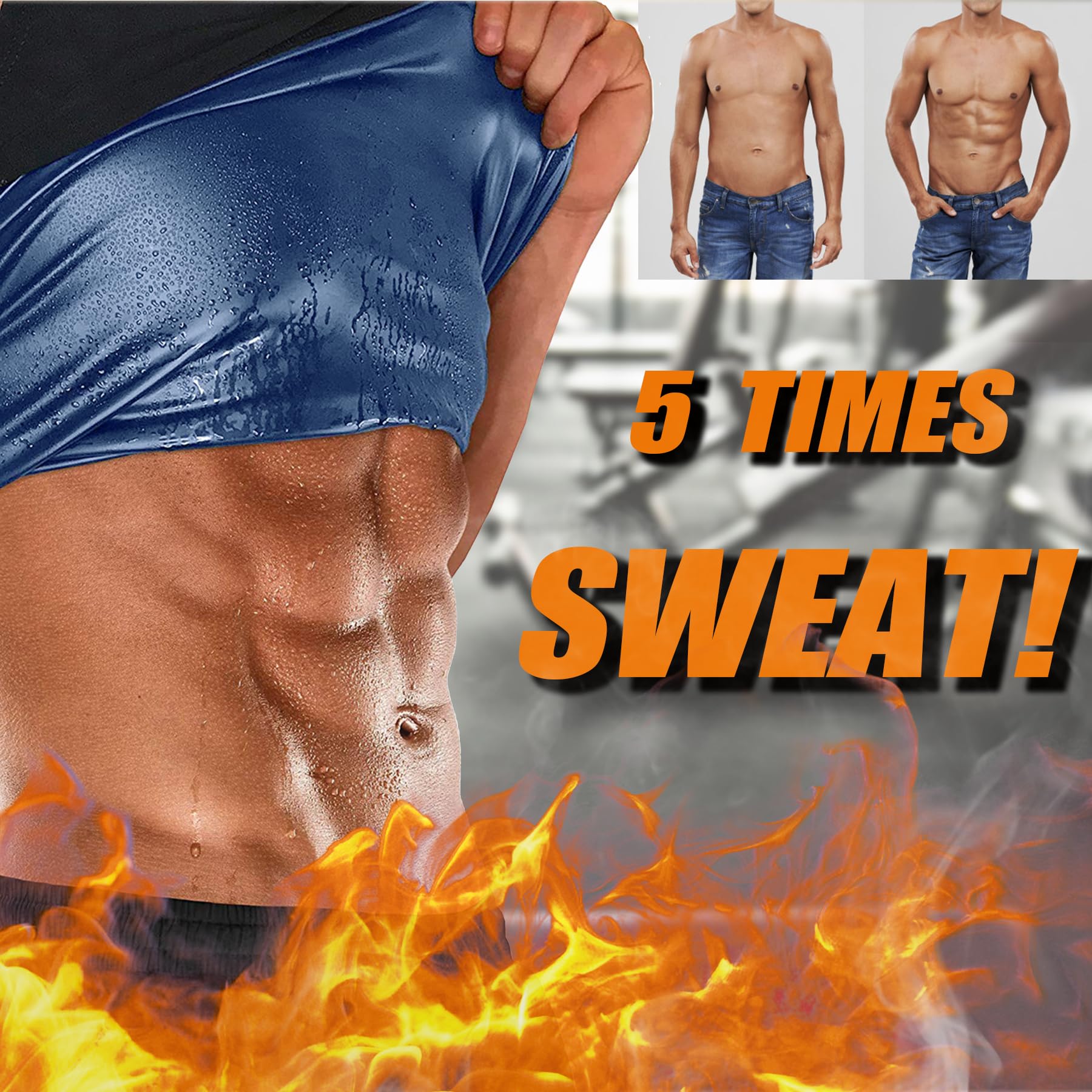 Men's Sauna Vest Waist Trainer - Sleeveless Weight Loss Sauna Suit & Compression Tank Top for Workout, Gym, and Fitness Training