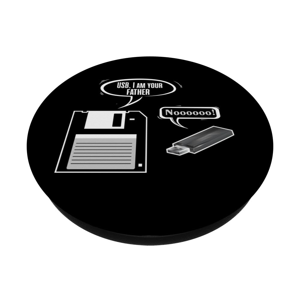 Funny Father Floppy Disk Son USB Flash Drive 32GB - Retro Computer Geek Gift for Dad - PopSockets Standard PopGrip Swappable Phone Grip - Perfect for Tech Lovers, Office Workers & Nostalgic Gifts