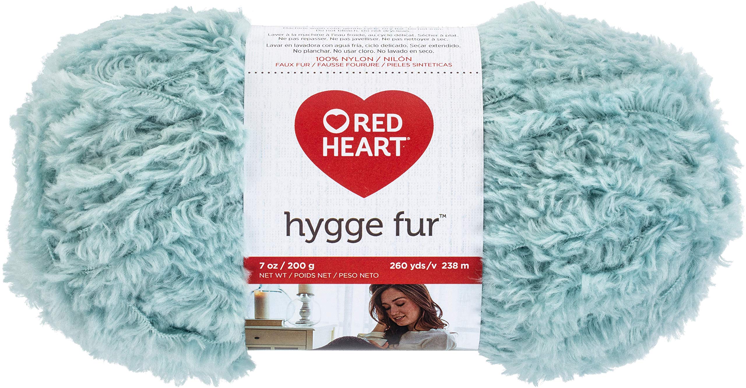 RED HEART Hygge Fur Yarn - Soft Eucalyptus Green Knitting Yarn for Cozy Blankets, Scarves & Winter Crafts | Perfect for DIY Crochet, Handmade Gifts & Home Decor Projects