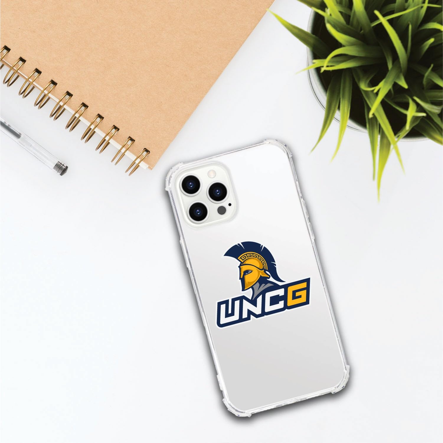 OTM Essentials Durable Phone Case for iPhone 12/12 Pro - UNC Greensboro Spartan Design, Shockproof Protection & Classic White Style | Perfect for College Students, Alumni & Everyday Use