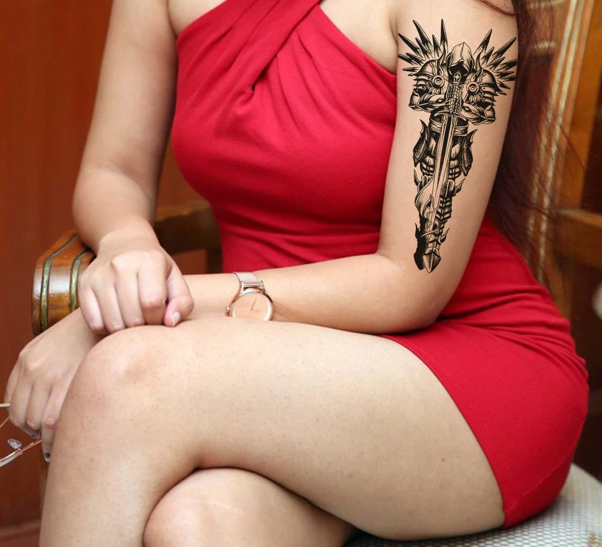 Waterproof Temporary Tattoo Stickers for Men & Women - 3D Realistic Flowers, Butterflies, Stars, Angels, Wolves & Armband Designs (21x12cm) | Perfect for Parties, Halloween Costumes & Fashion Accessories
