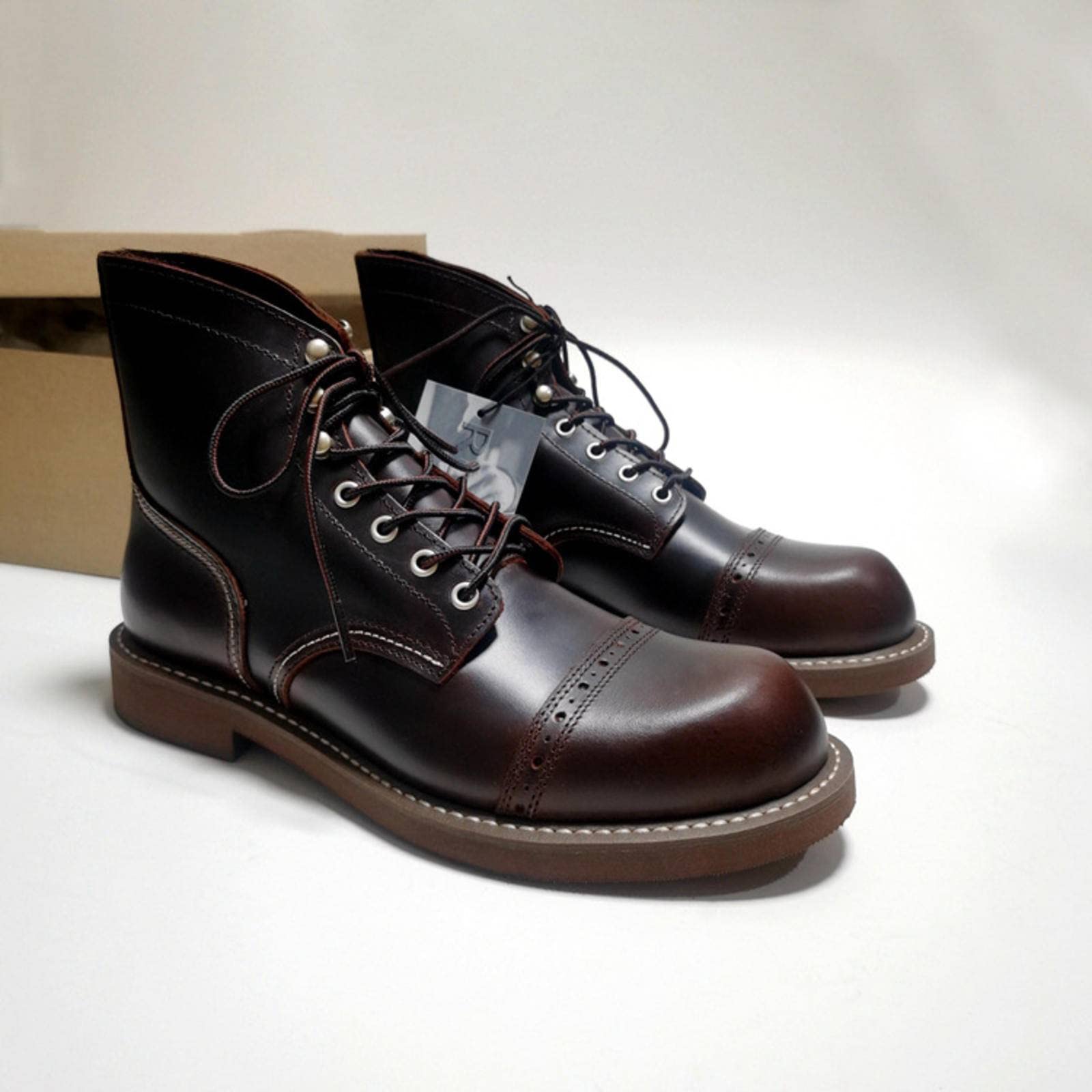 2021 New British Retro Locomotive Boots for Men - Handmade Goodyear Leather Short Boots, High-End Martin Boots for Casual & Outdoor Wear
