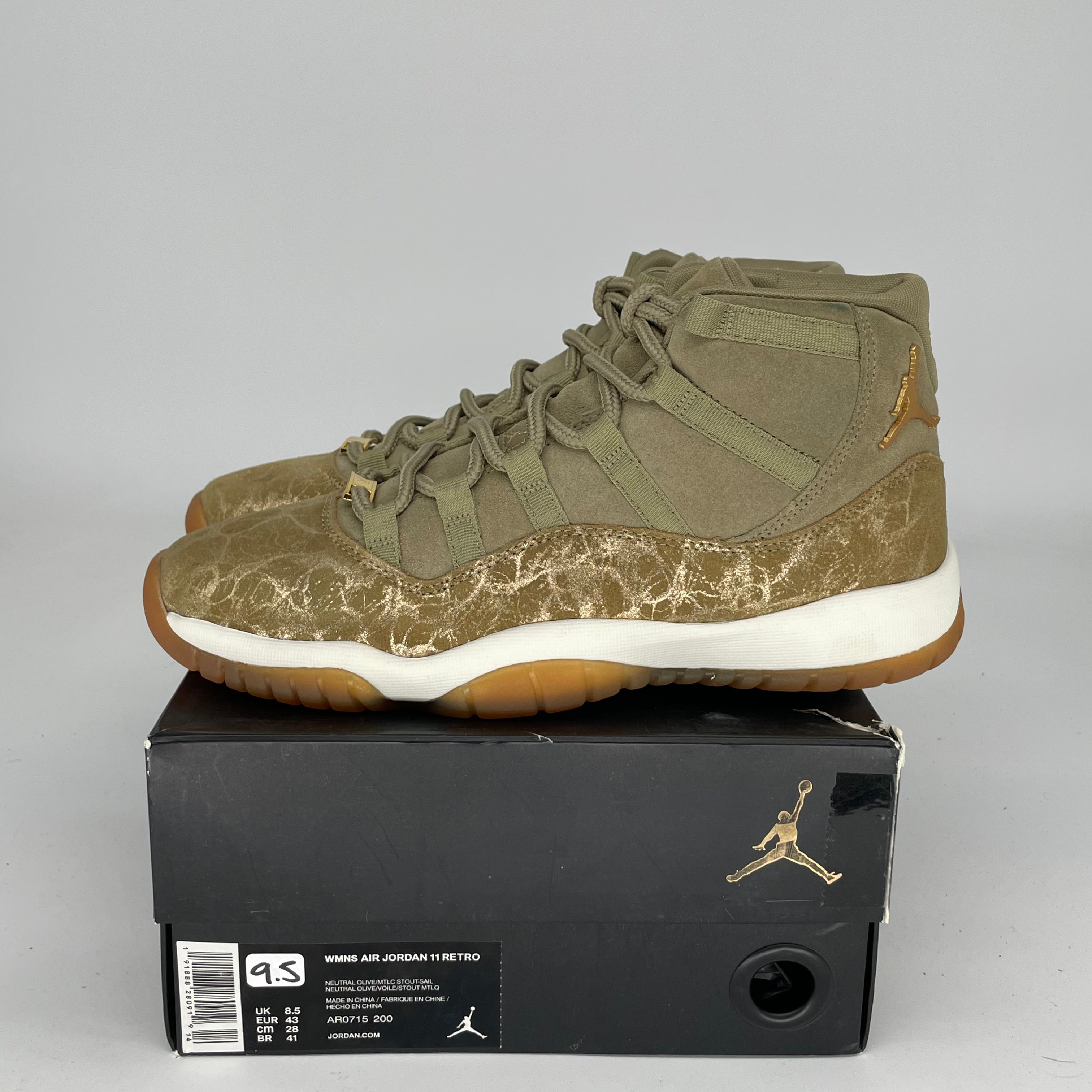 AIR JORDAN 11 Retro NEUTRAL OLIVE Women's Basketball Shoes Size 9.5/11W - AR0715-200 | Perfect for Court Performance & Streetwear Fashion