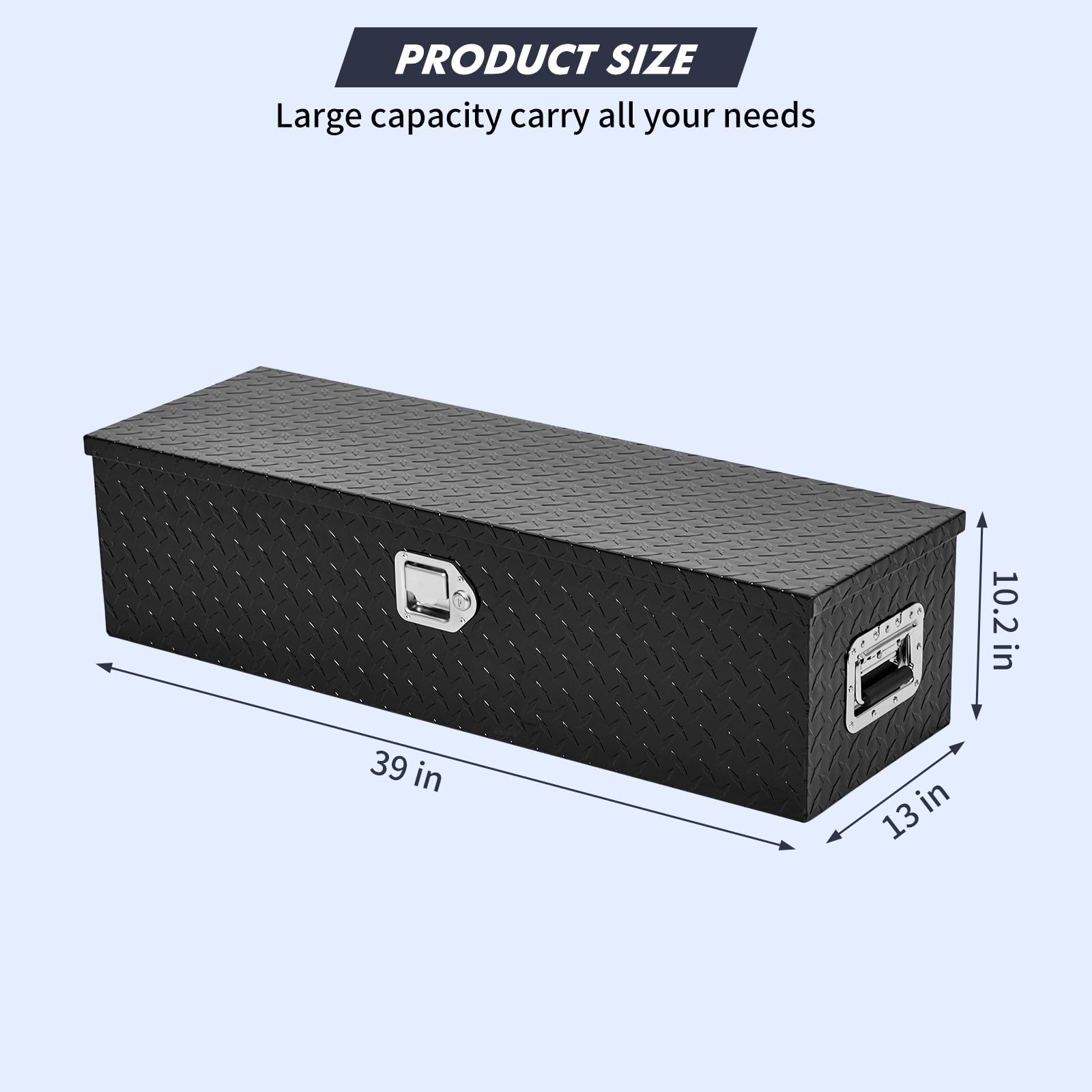 GARVEE 39 Inch Black Diamond Plate Truck Tool Box with Sliding Shelf, Side Handle & Lock - Heavy Duty Tool Storage Box for Pickup Trucks, Trailers & Work Vehicles - Perfect for Construction, Farming & Outdoor Work