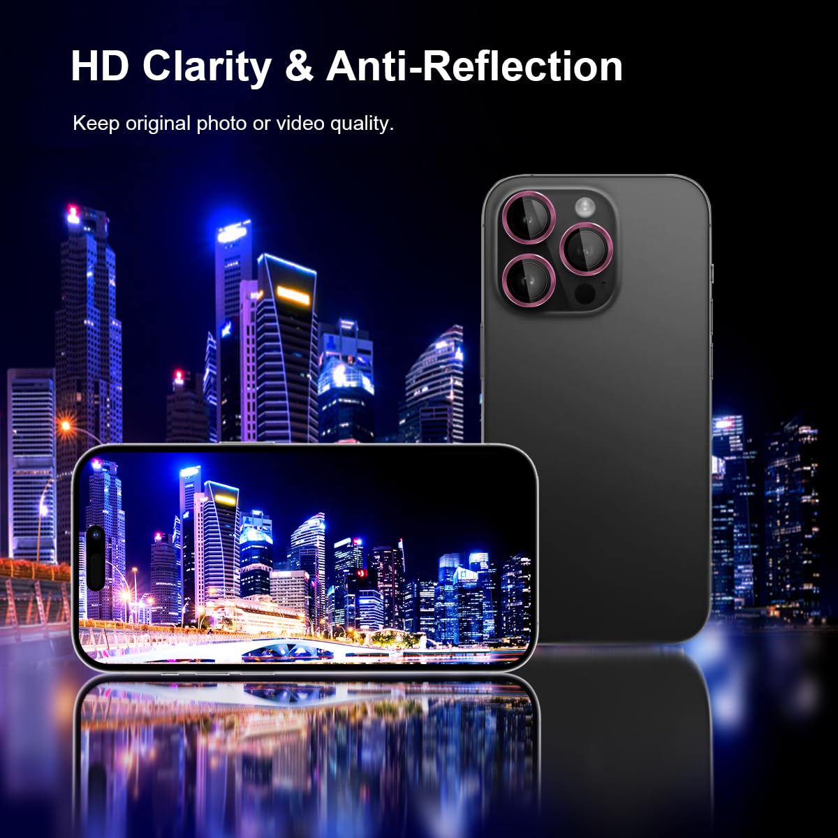Premium Tempered Glass Camera Lens Protector for iPhone 16 Pro Max & iPhone 16 Pro - Aluminum Alloy Lens Ring Cover - Scratch & Impact Resistant - Pink | Perfect for Outdoor Photography, Travel & Daily Protection