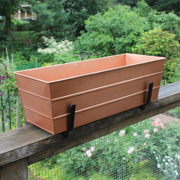 Decorative Flower Box with Sturdy Railing Brackets - Perfect for Balcony, Deck, and Window Garden Decor