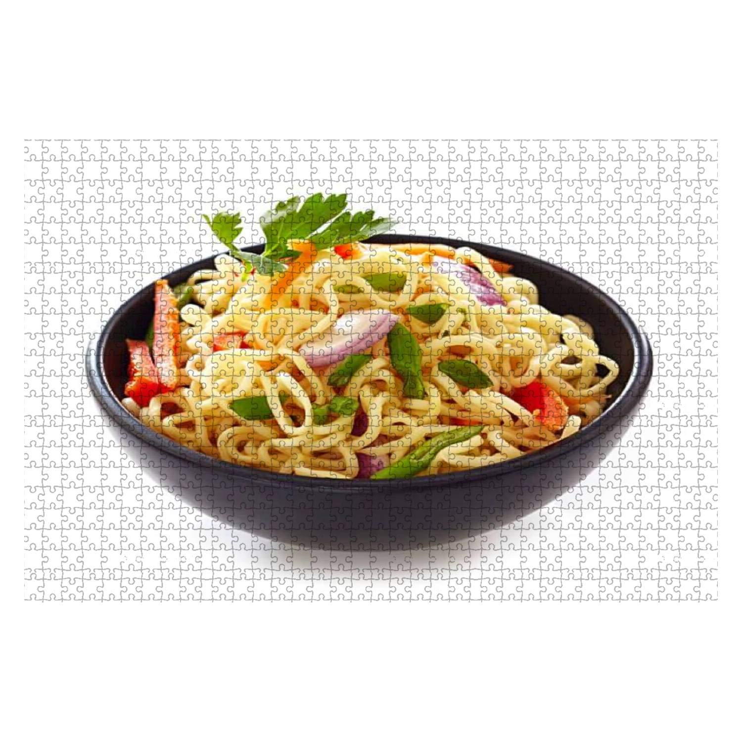 1000-Piece Wooden Jigsaw Puzzle - Bowl of Chinese Noodles with Vegetables | Educational & Stress-Relief Toy for Adults & Kids | Perfect for Family Game Night & Classroom Activities