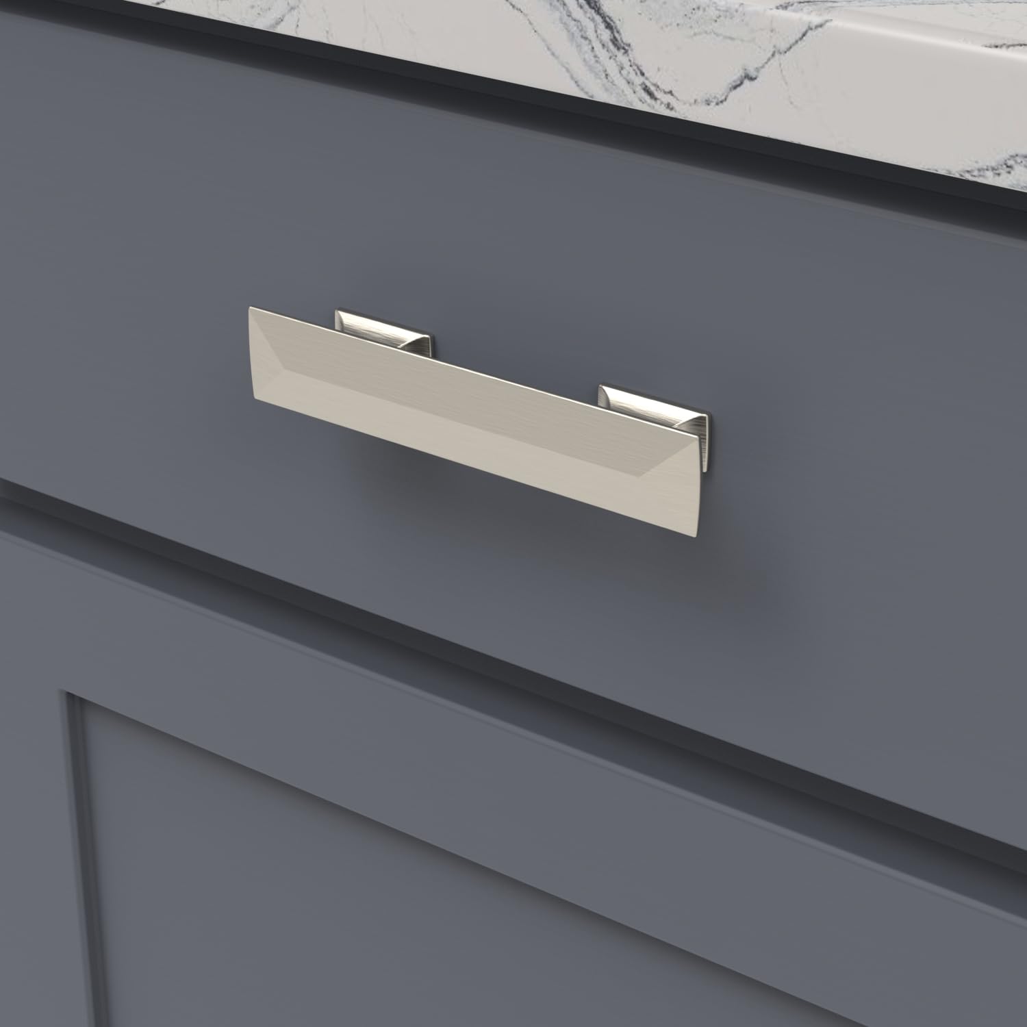 Hickory Hardware 10 Pack Solid Core Kitchen Cabinet Pulls - Luxury Satin Nickel Cabinet Handles for Doors & Dresser Drawers (3