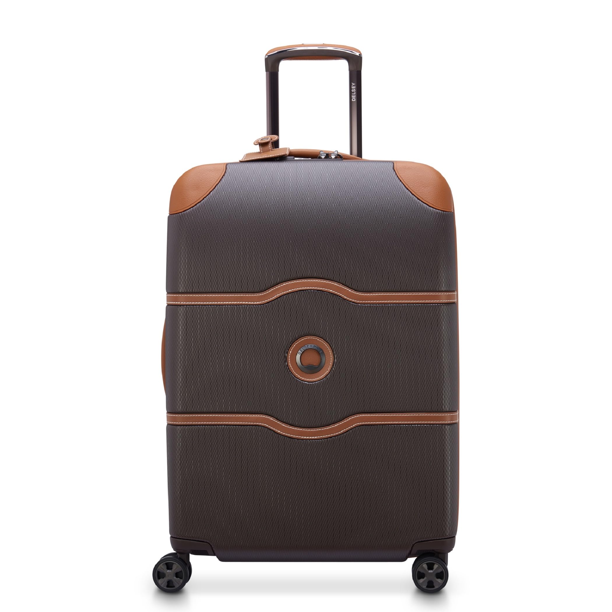 Delsey Paris Chatelet Air 2.0 24-Inch Hardside Spinner Wheel Luggage Suitcase - Chocolate Brown Checked-Medium | Durable Travel Bag for International Flights & Business Trips