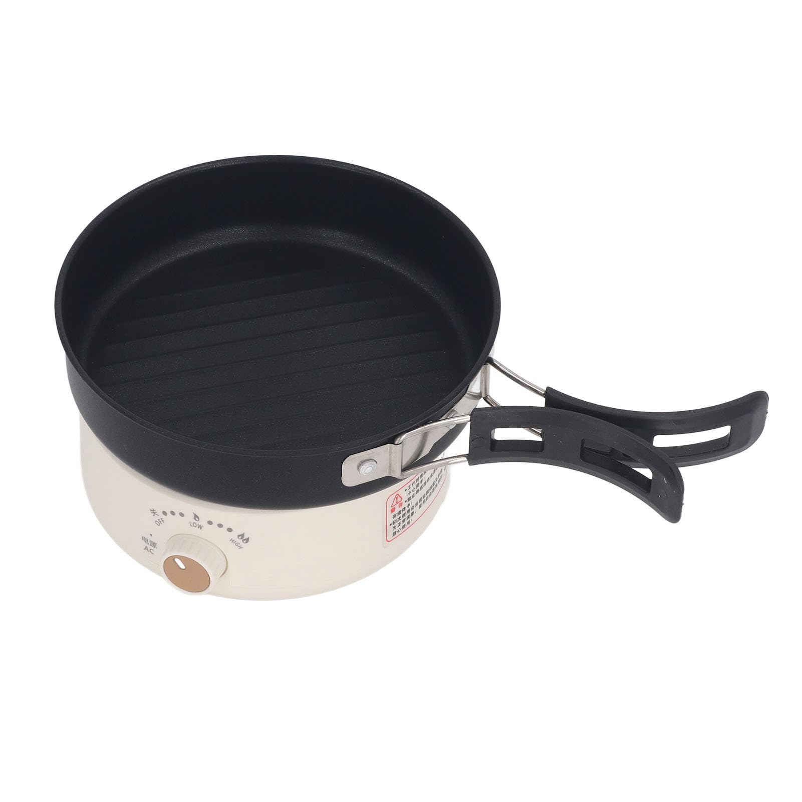 500W 1.6L Multifunctional Electric Cooker - Mini Portable Ramen Noodle Cooker with Foldable Handle, Electric Cooking Pot for Steak, Eggs & Stir-Fry | Perfect for Dorm, Office, Camping & Small Kitchen Use