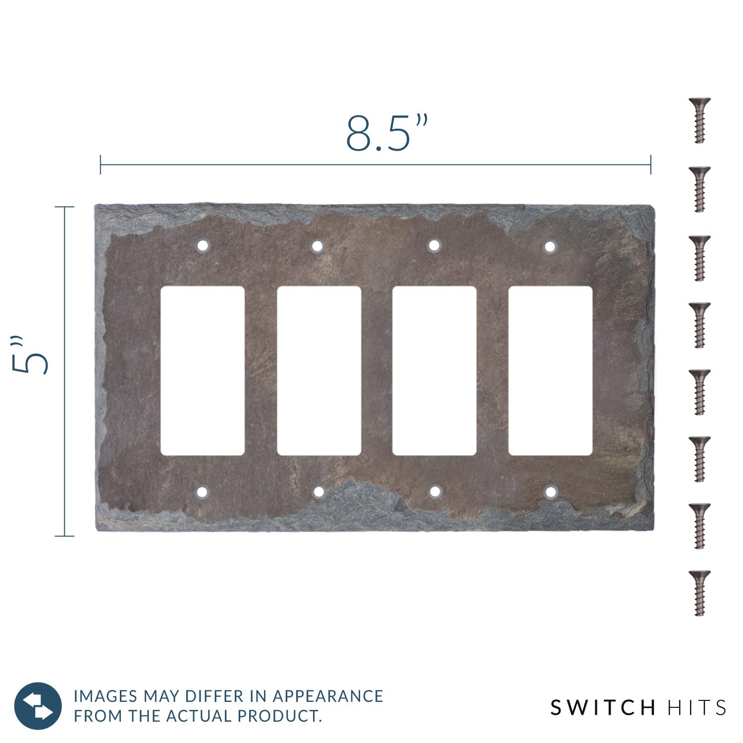 4 Gang GFCI Rocker Switch Plate Cover - Decora Quad Outlet Wall Plate (8.5