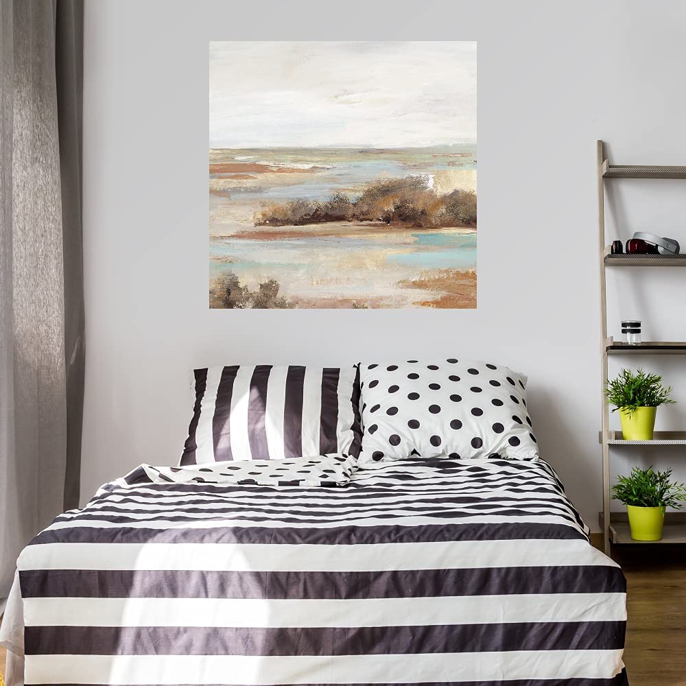 Watery Valley II Fine Art Canvas Print - Abstract Landscape Wall Decor by Artist Lera - 22x22 Inch Ready-to-Hang Painting for Living Room, Bedroom, Office - Perfect for Modern Home & Office Decor