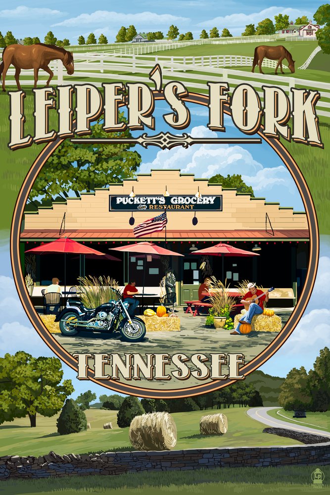 Leiper's Fork Tennessee Landscape Art Print - Signed 24x36 Wall Decor Poster for Living Room, Office & Home Decor | Scenic Montage Fine Art Print