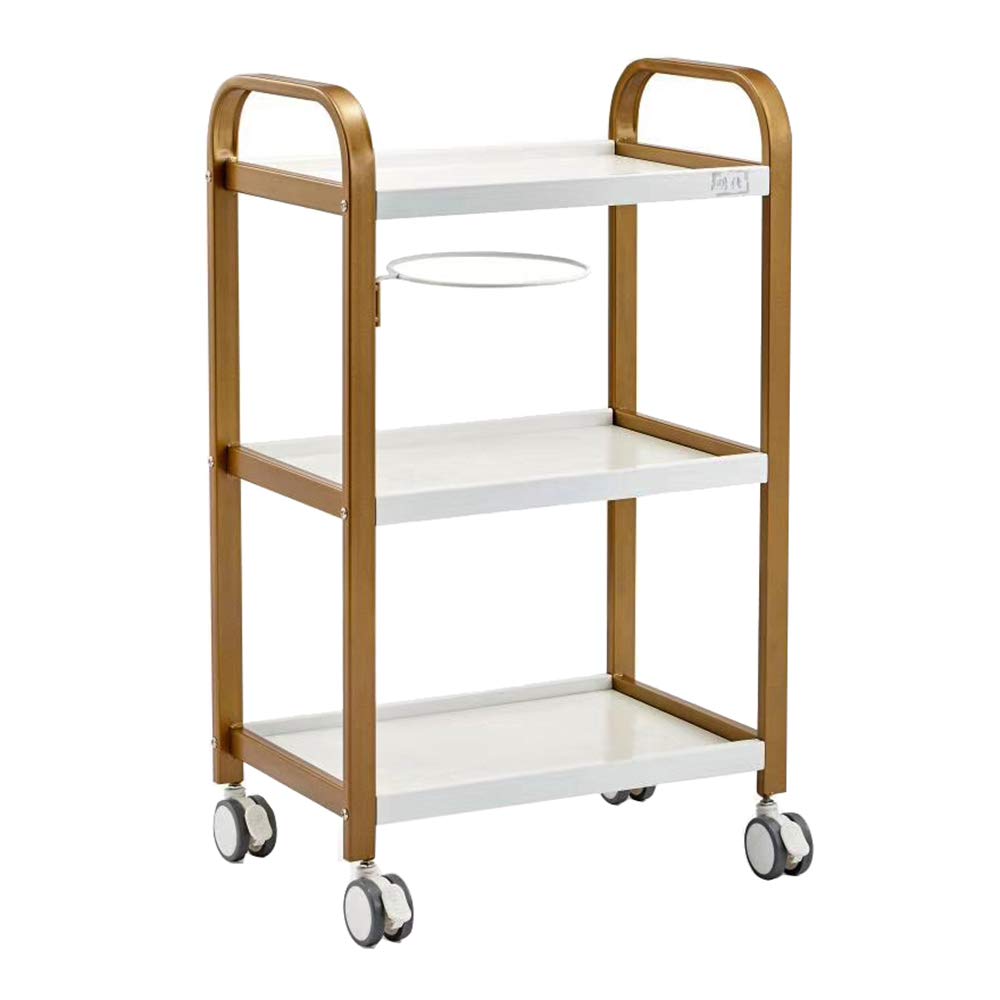 3-Tier Professional Beauty Salon Trolley - Hairdresser Utility Storage Cart with Wheels - Salon Service Instrument Stand (51x33x83cm) - Perfect for Hair Styling, Nail Art & Spa Organization