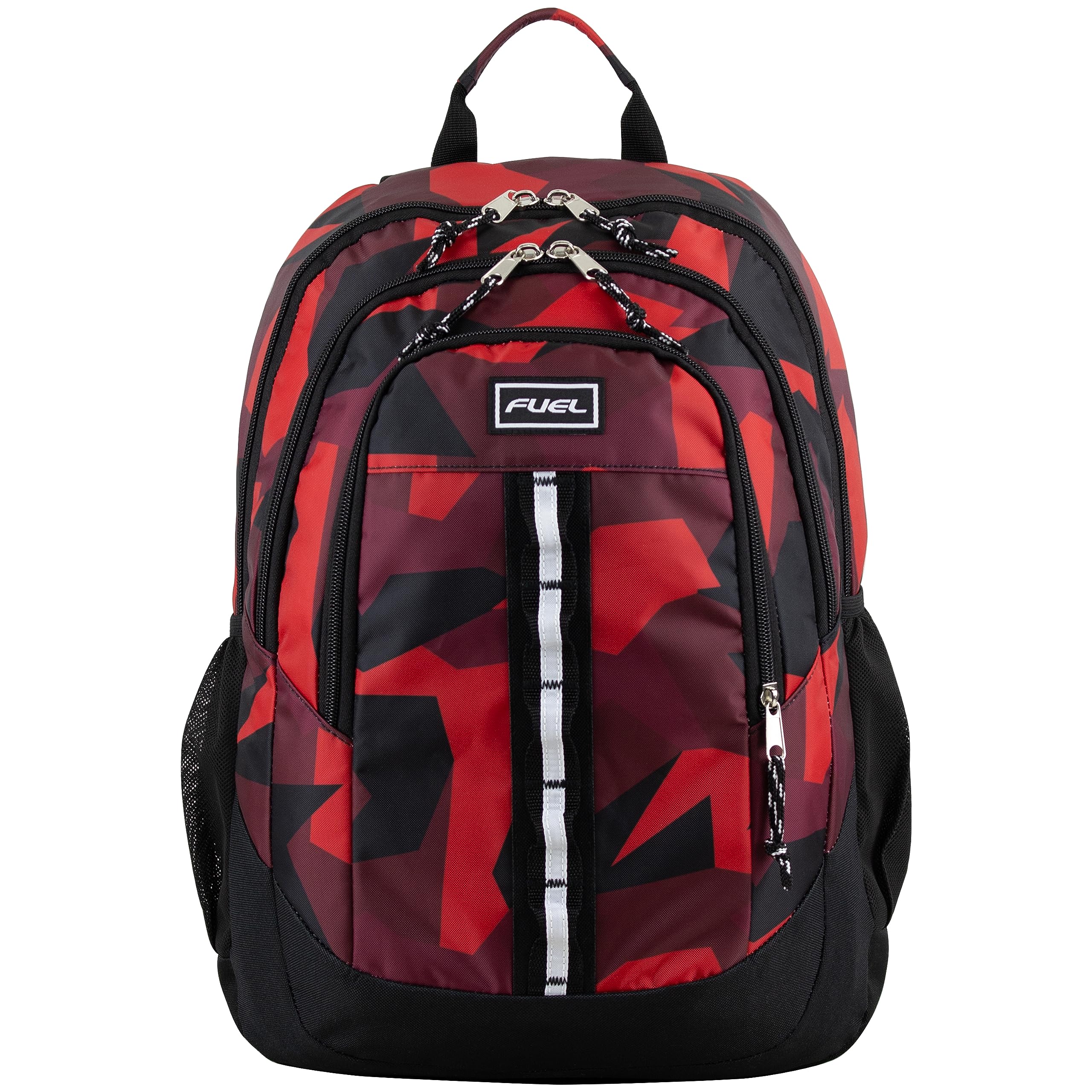 FUEL Travel Laptop Backpack - 18.5 x 13 x 7 Inch Large Carry On Backpack with Shockproof Compartments for College, Hiking & Work - Durable Red Camouflage Design - Perfect for Business Travel, Outdoor Adventures & Daily Commute
