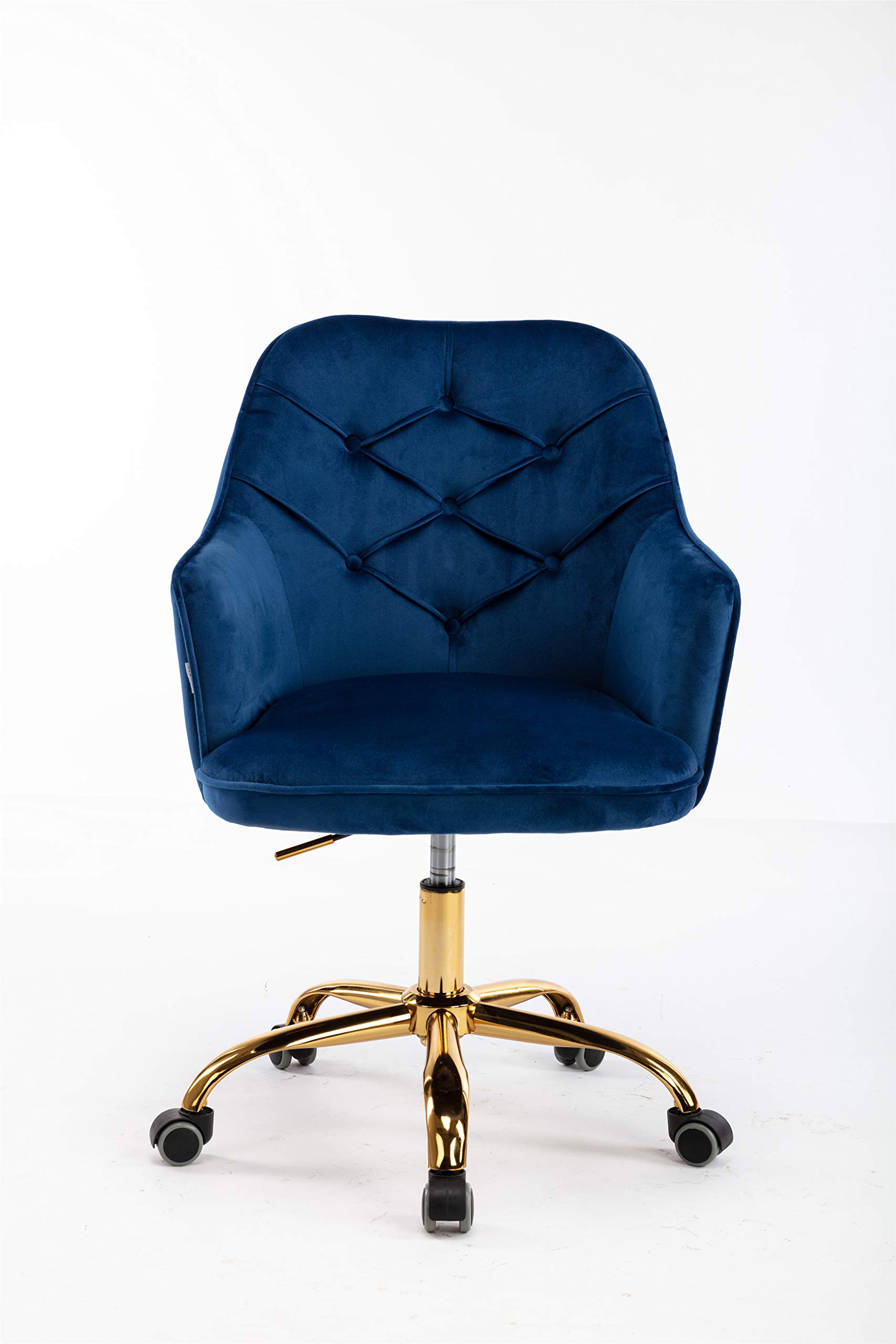 Luxury HomVent Velvet Office Chair with Tufted Back - Adjustable Swivel Desk Chair with Golden Metal Base for Home Office, Bedroom & Living Room | Perfect for Work, Study & Relaxation