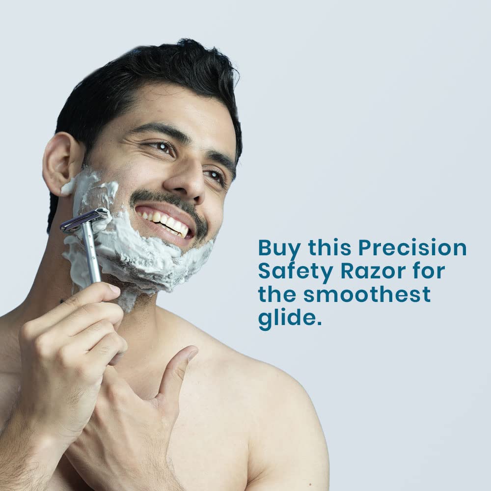Bombay Shaving Company Silver Precision Safety Razor for Men - Premium Stainless Steel Shaving Kit with Travel Case - Perfect Gift Set for Him - Smooth Shaving Experience at Home or Travel