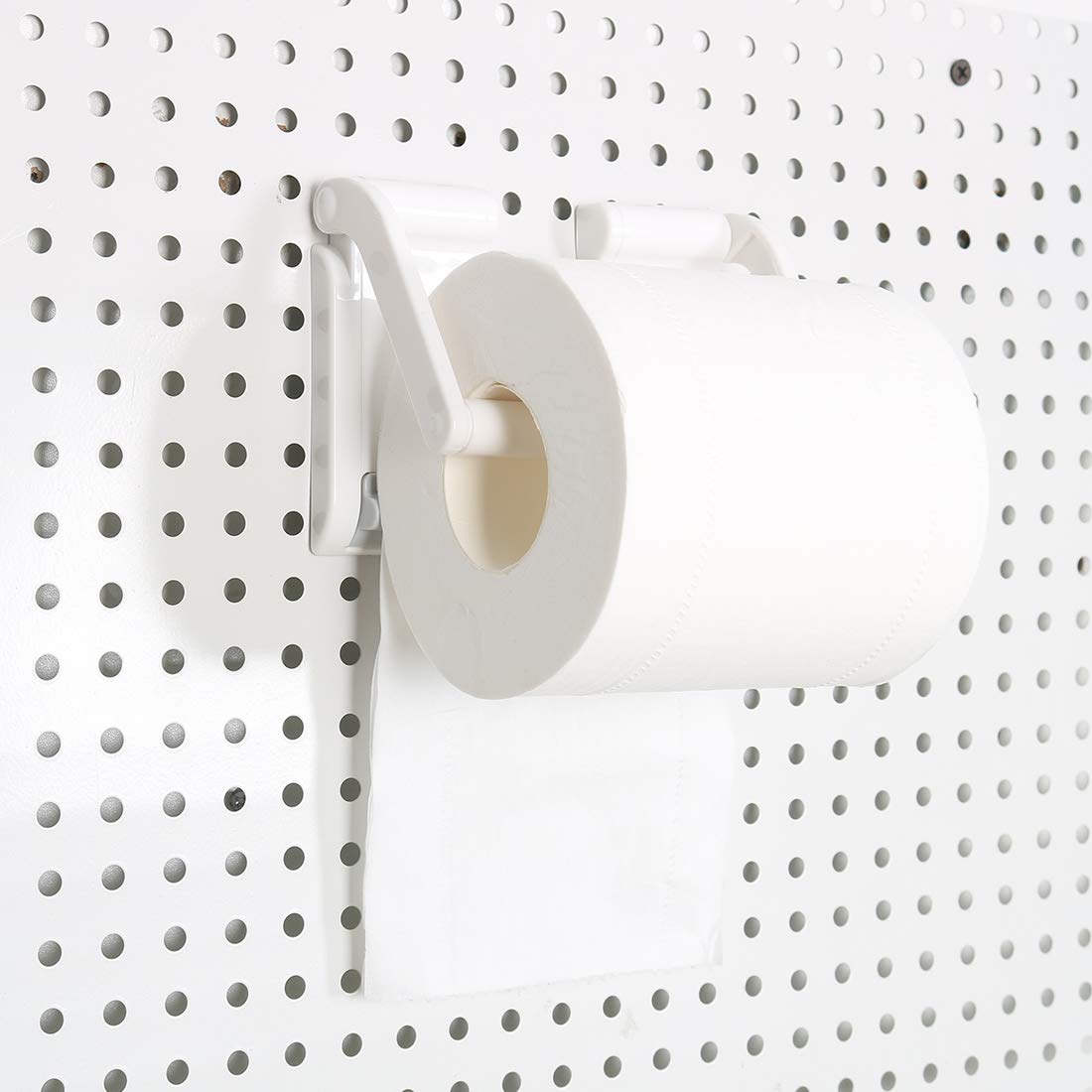 Adjustable Magnetic Toilet Paper Holder - White Plastic Bathroom Tissue Roll Bracket for Home, Kitchen, RV & Office Use