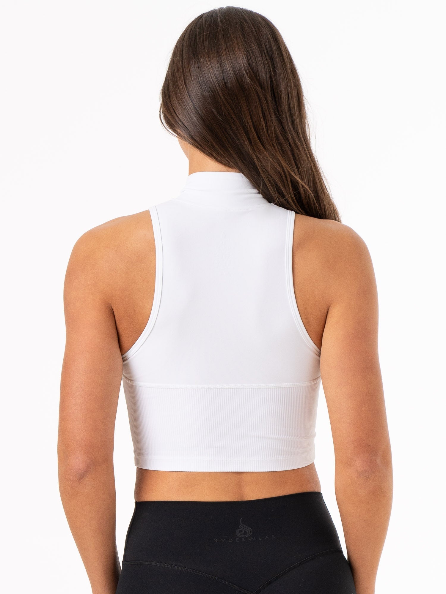 NKD 1/2 Zip Tank Top for Women - Breathable White Workout Shirt for Yoga, Running & Gym
