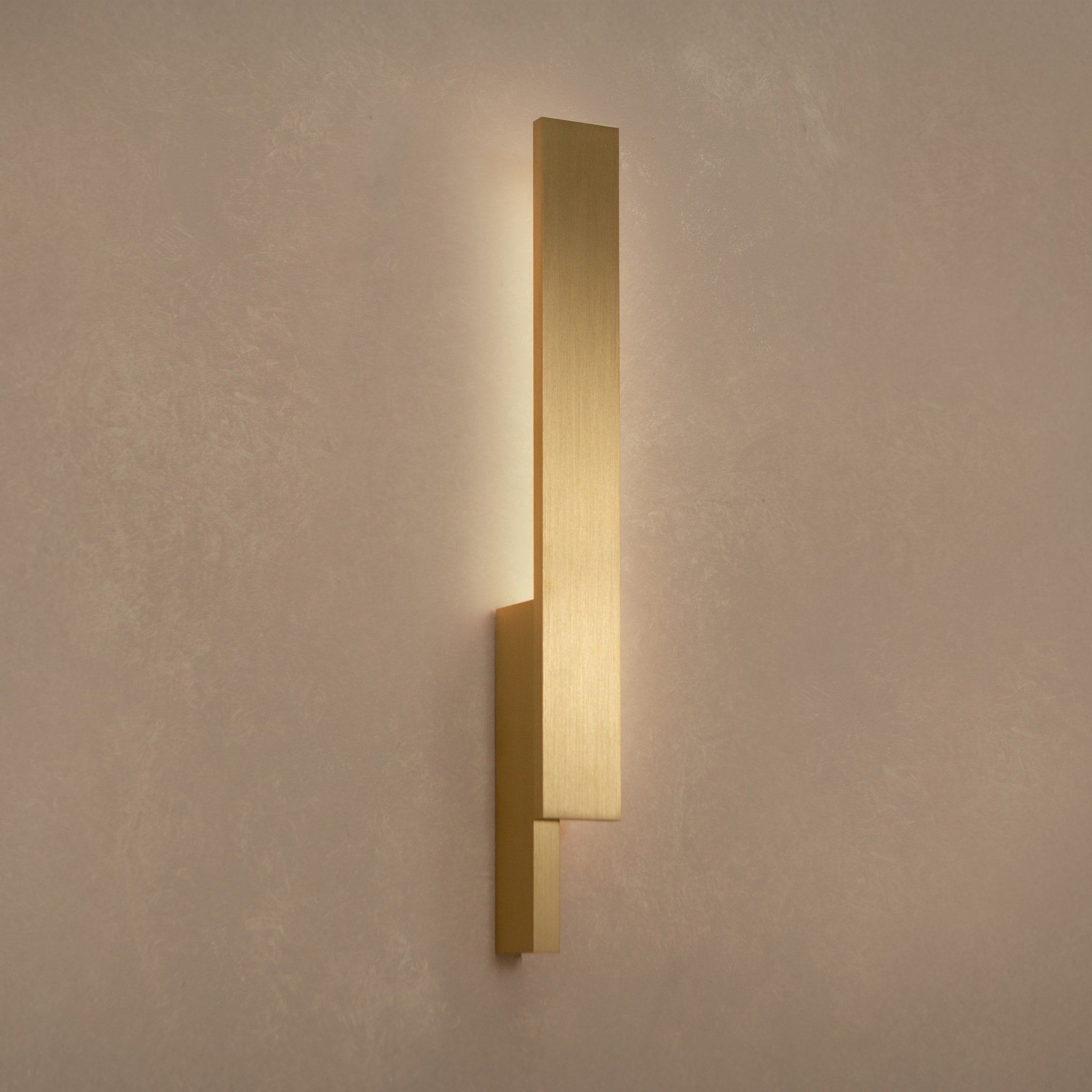 **Bloc Wall Sconce by Ben Tovim Design - Right Side Brushed Brass Finish | Modern Wall Lighting for Living Room, Bedroom & Hallway**