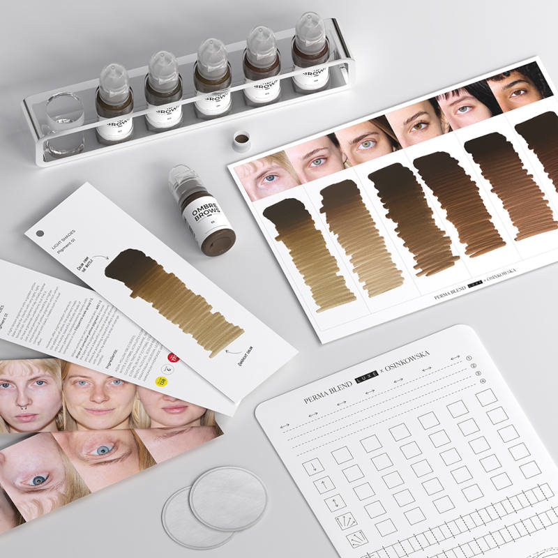 Perma Blend Luxe x Osinkowska Ombre Brows 6 Bottle Set - Professional Eyebrow Tinting Kit for Semi-Permanent Makeup, Salon & Home Use