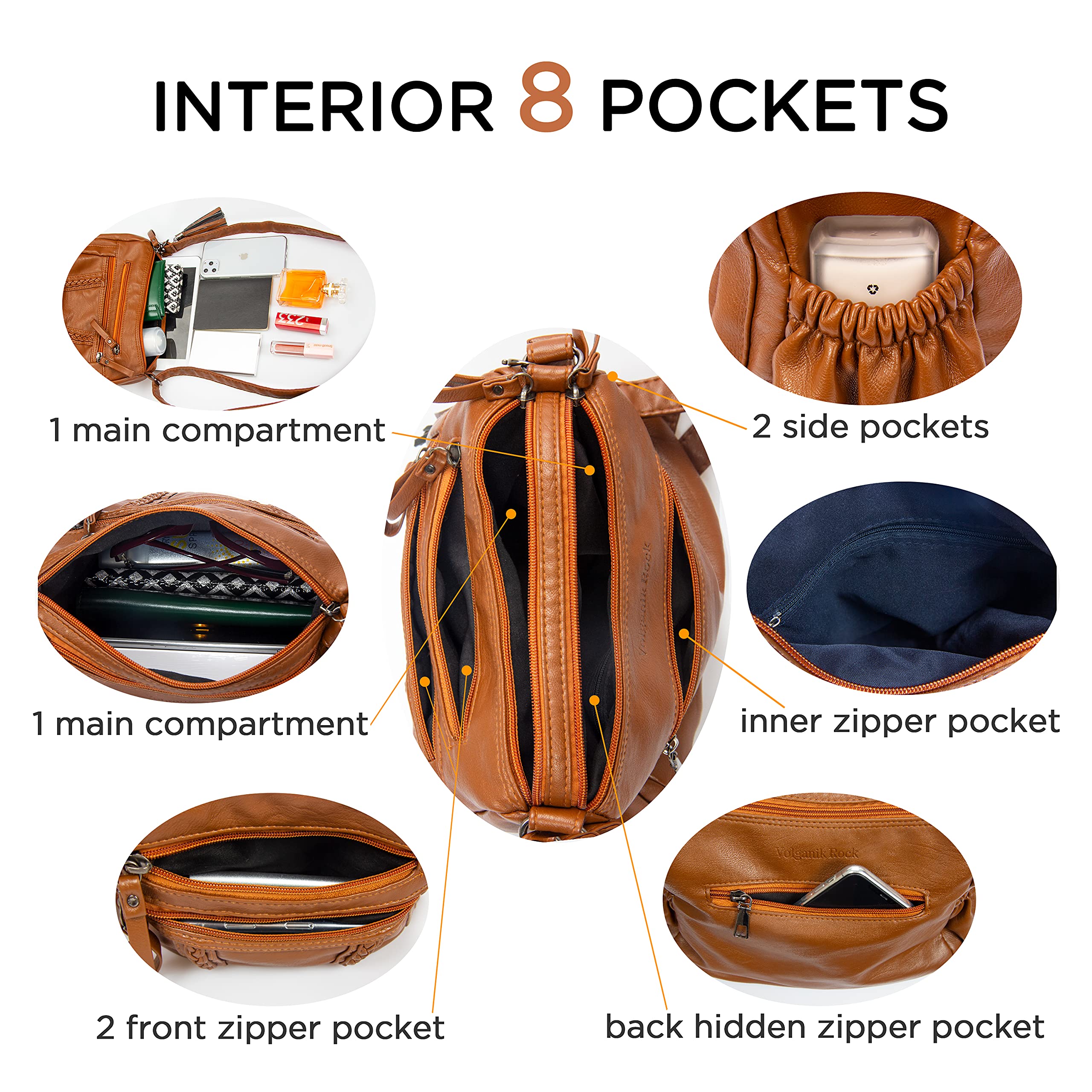 VOLGANIK ROCK Women's Crossbody Bag with Tassel - Soft PU Leather Purse & Handbag for Everyday Use, Travel & Shopping