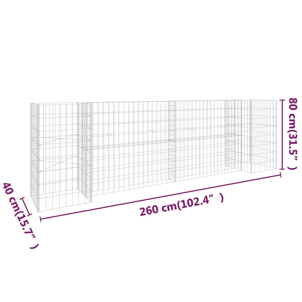 H-Shaped Gabion Planter - Heavy Duty Steel Wire Mesh Garden Planter Box for Outdoor Landscaping, Raised Vegetable Beds, Stone Basket Planter, Retaining Wall (102.4