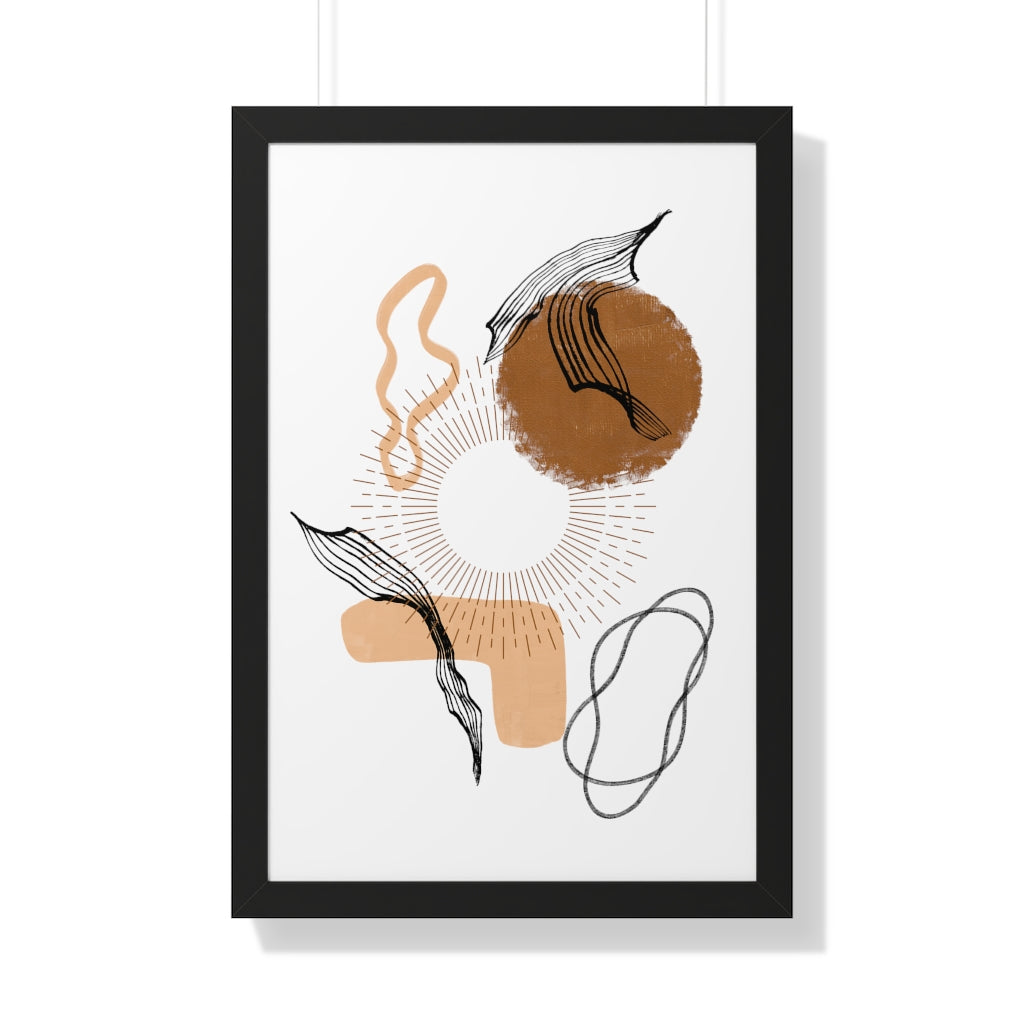 Modern Abstract Framed Vertical Wall Art Poster - Home & Office Decor for Living Room, Bedroom, Study