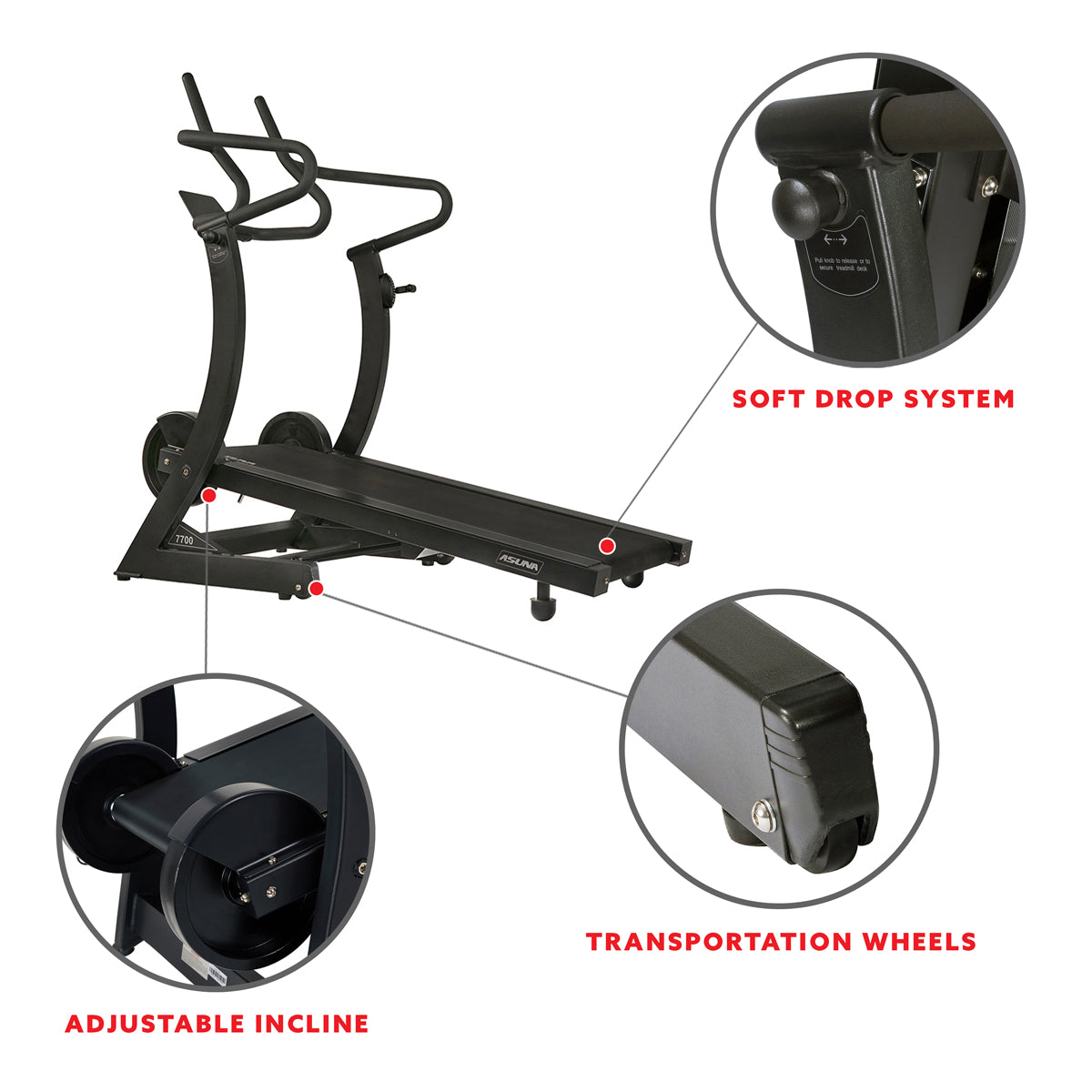 Asuna Heavy Duty Manual Treadmill with Incline - 400 LB Weight Capacity for Home Gym, Cardio Workout & Small Space Fitness