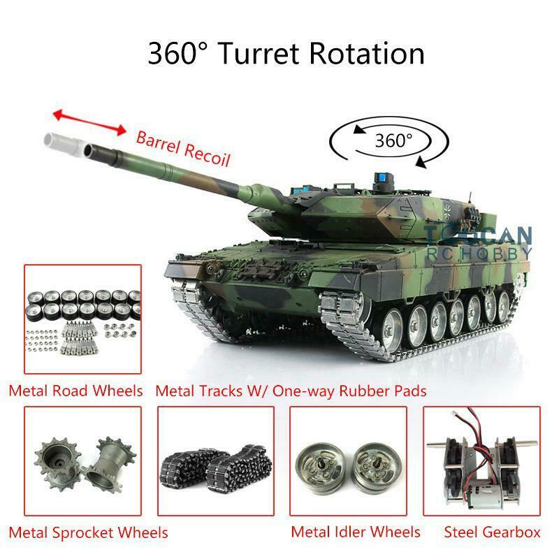 1:16 Henglong German Leopard 2A6 RTR RC Tank - 3889 Model with Barrel Recoil, Metal Tracks & Rubber Pads | US Stock | Remote Control Battle Tank for Adults & Collectors | Perfect for Military Enthusiasts, Outdoor Play & Display