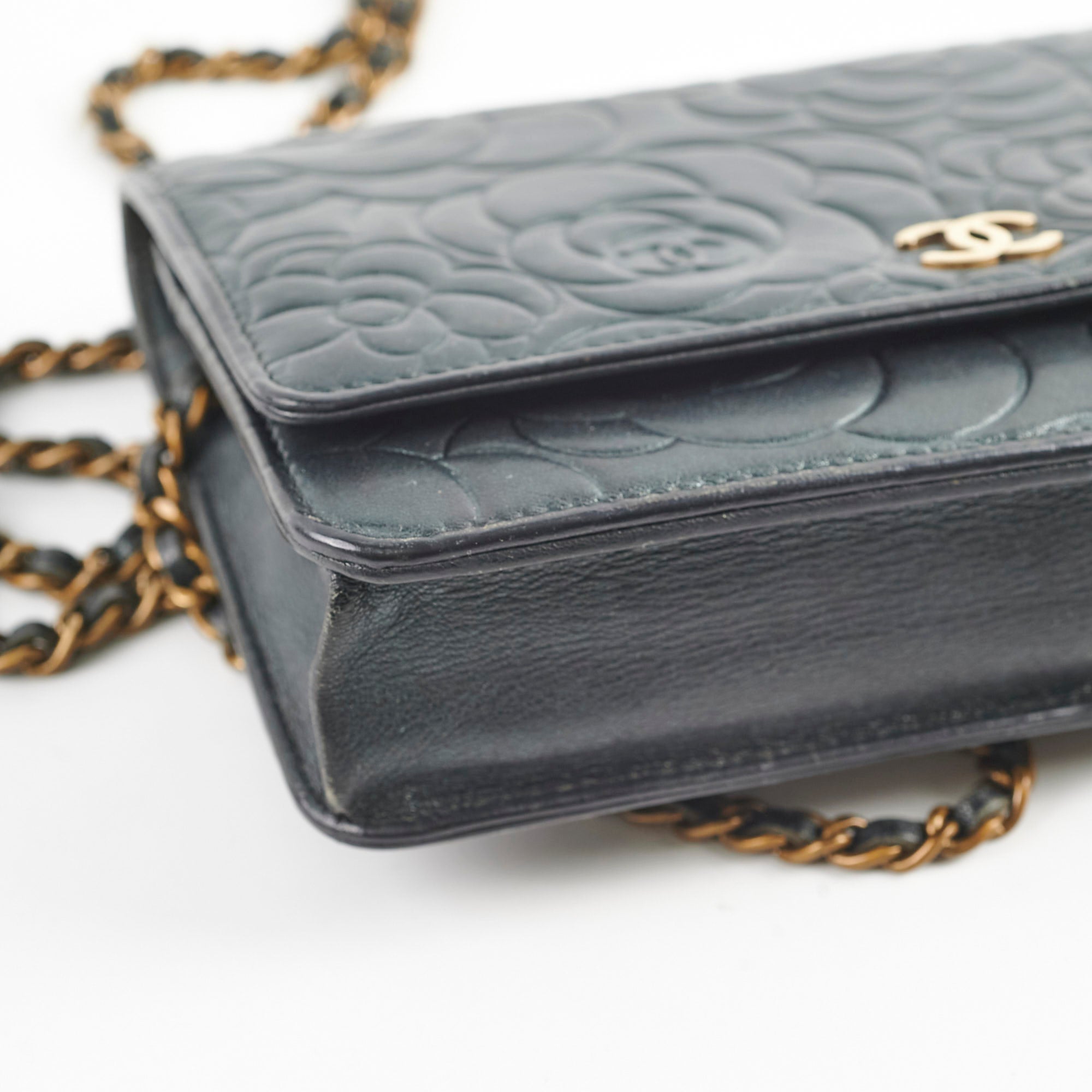 Chanel Camelia Embossed Wallet On Chain WOC Iridescent Green Crossbody Bag - Perfect for Evening Parties, Date Nights & Special Occasions