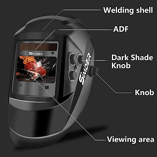 SSimder Auto Darkening True View Welding Helmet RLM 800 B - Professional Solar Powered Welder Mask with Wide Viewing Area for Arc, MIG, TIG Welding - Perfect for DIY Projects, Metal Fabrication & Industrial Use