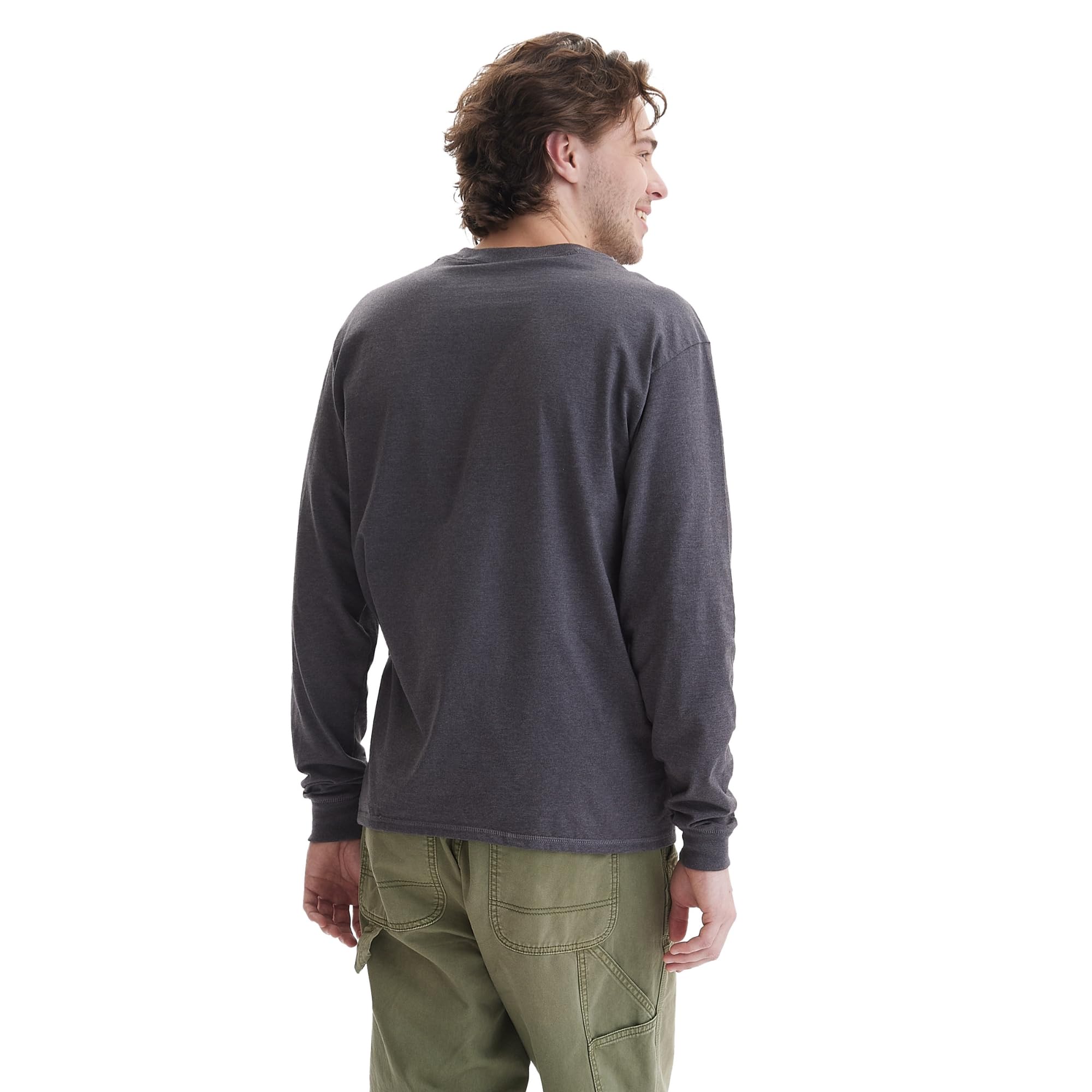 Hanes Men's Beefy-T Long Sleeve Cotton Henley Shirt - Soft Breathable Casual Wear for Everyday Comfort, Work & Outdoor Activities