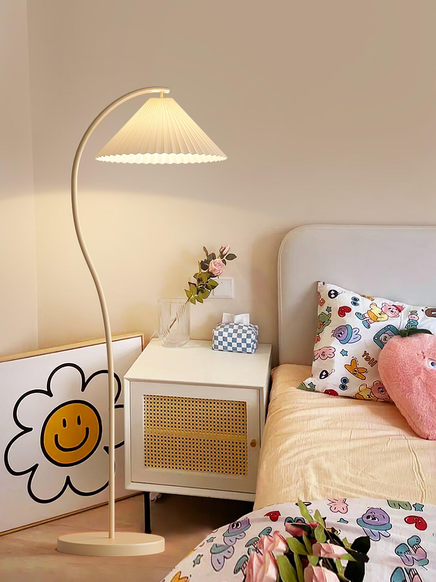 Crescini Pleated Floor Lamp - Modern LED Standing Light for Living Room, Bedroom & Office - Adjustable Brightness & Stylish Home Decor