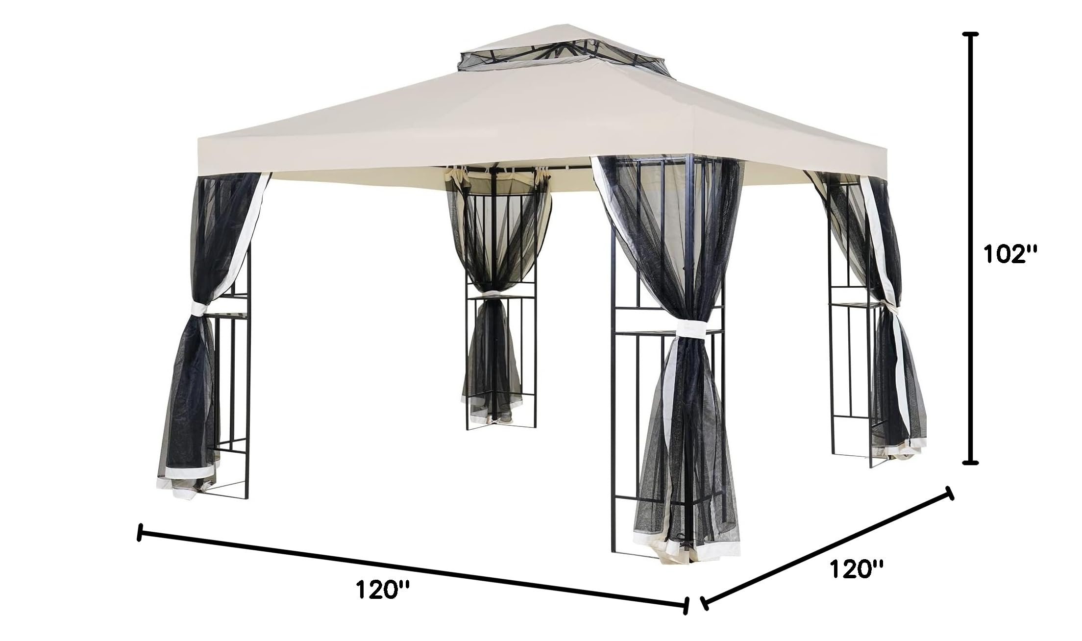 Grand Patio 10x10 FT Outdoor Gazebo with Privacy Screen Mesh Netting - Perfect for Deck, Backyard, Garden & Patio Shade Shelter