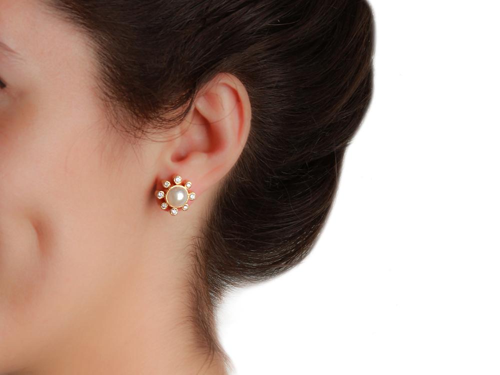 Elizabeth Locke 14K Gold Akoya Pearl & Diamond Stud Earrings – Elegant Jewelry for Women, Perfect for Weddings, Parties & Special Occasions