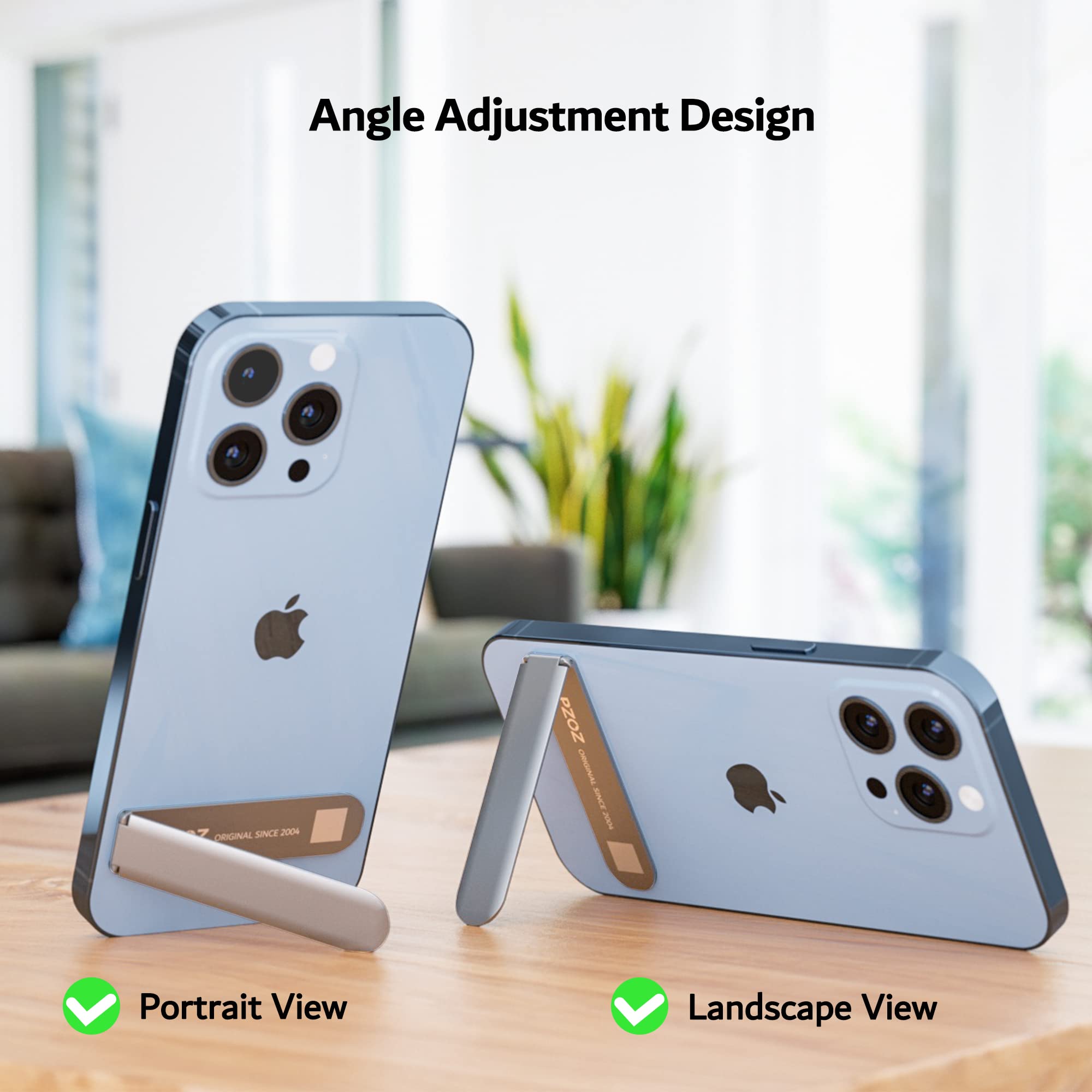 PZOZ Adjustable Phone Kickstand - Vertical & Horizontal Stand for iPhone 16/15/14/13/12/Pro Max/Mini/SE & Samsung Galaxy S22 - Silver | Perfect for Desk Work, Video Calls, Gaming & Hands-Free Viewing