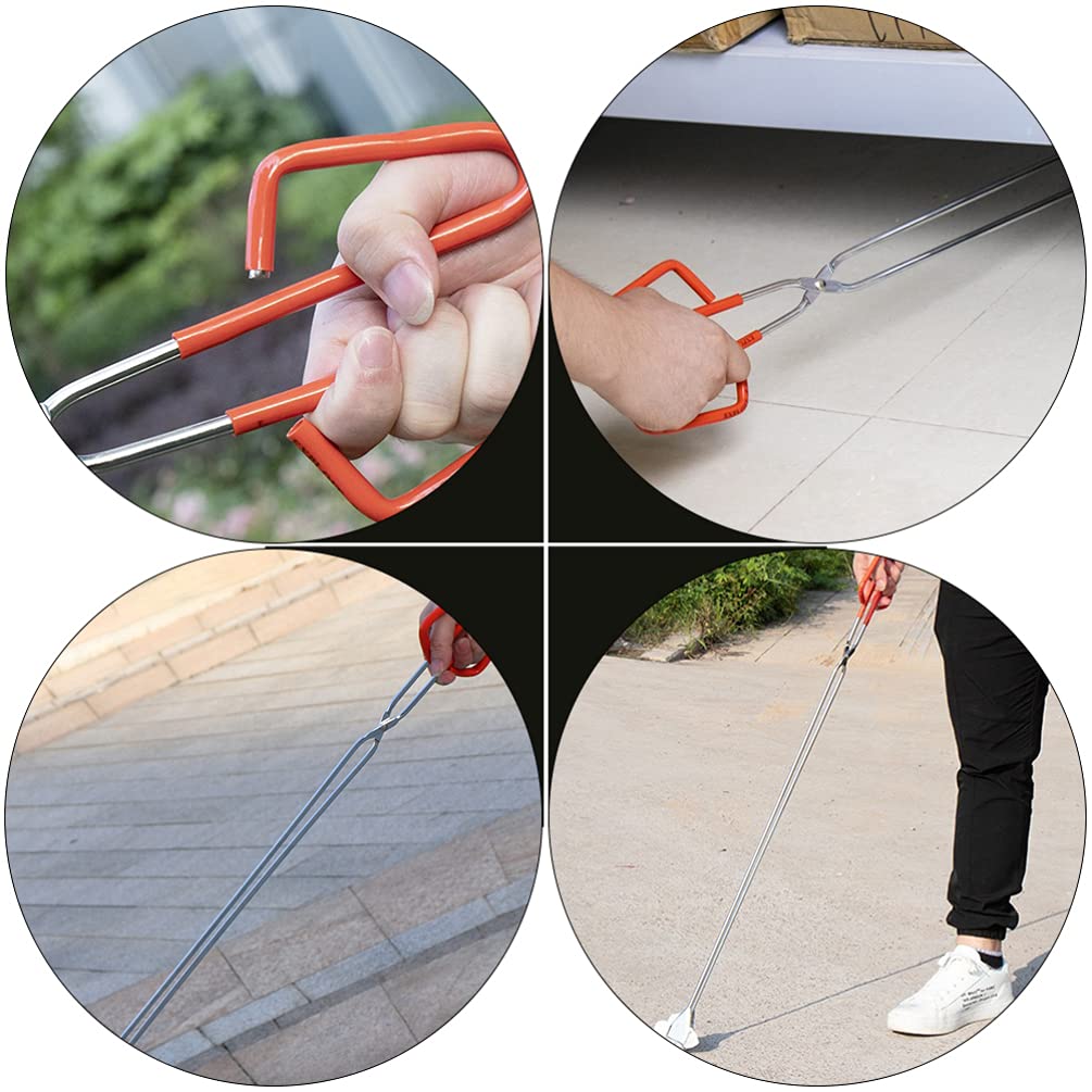 1pc Stainless Steel Trash Tongs - Heavy Duty Garbage Picker Tool with Non-Slip Handle for Outdoor Cleaning, Yard Waste, Pet Waste & Recycling (Perfect for Park, Beach, Home & Camping Use)