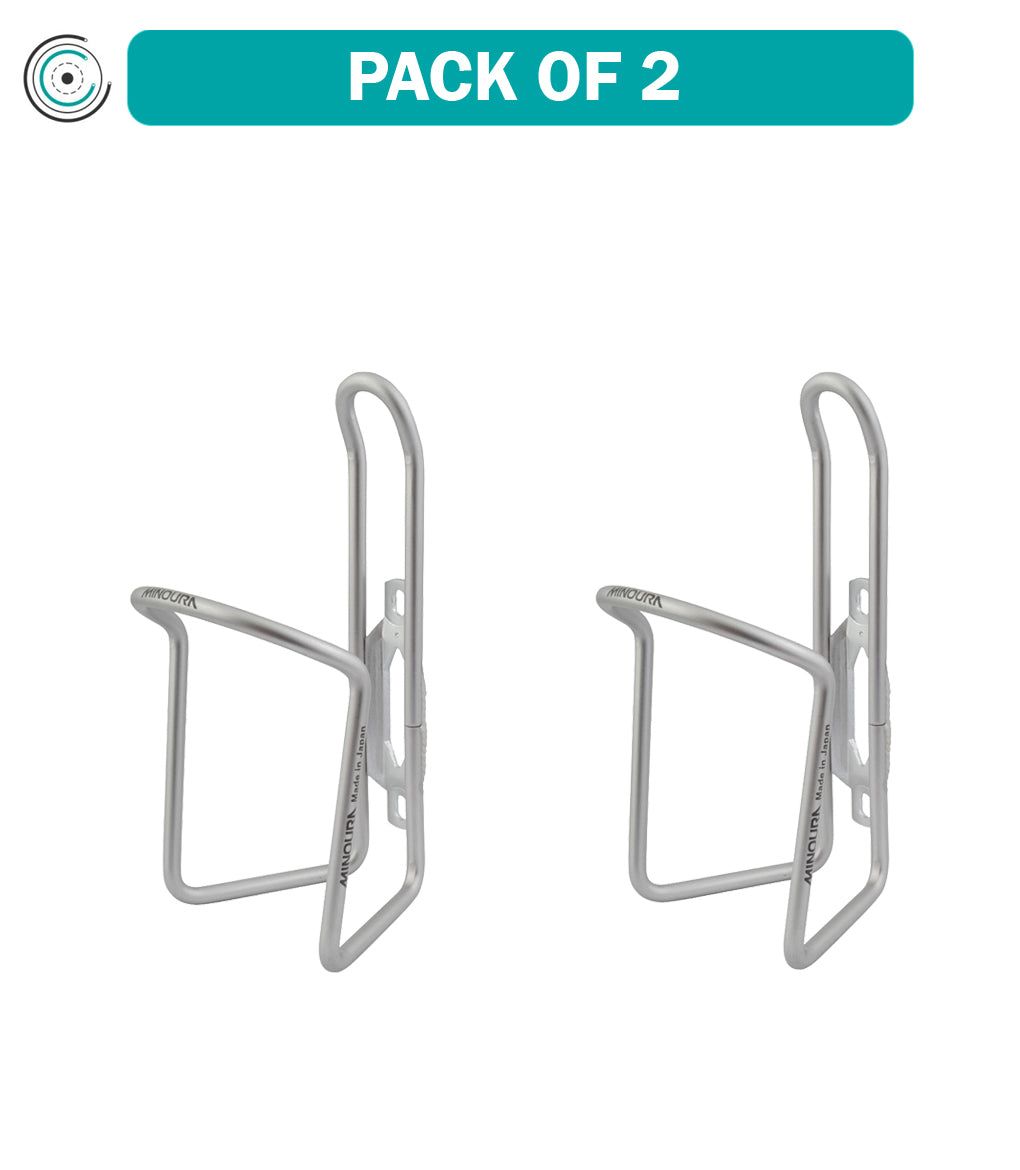 2 Pack Minoura AB100 5.5 Dura Cage Standard - Anodized Silver Duralumin Braze-On Bike Bottle Cage - Lightweight & Durable for Road Bikes, Mountain Bikes & Commuting