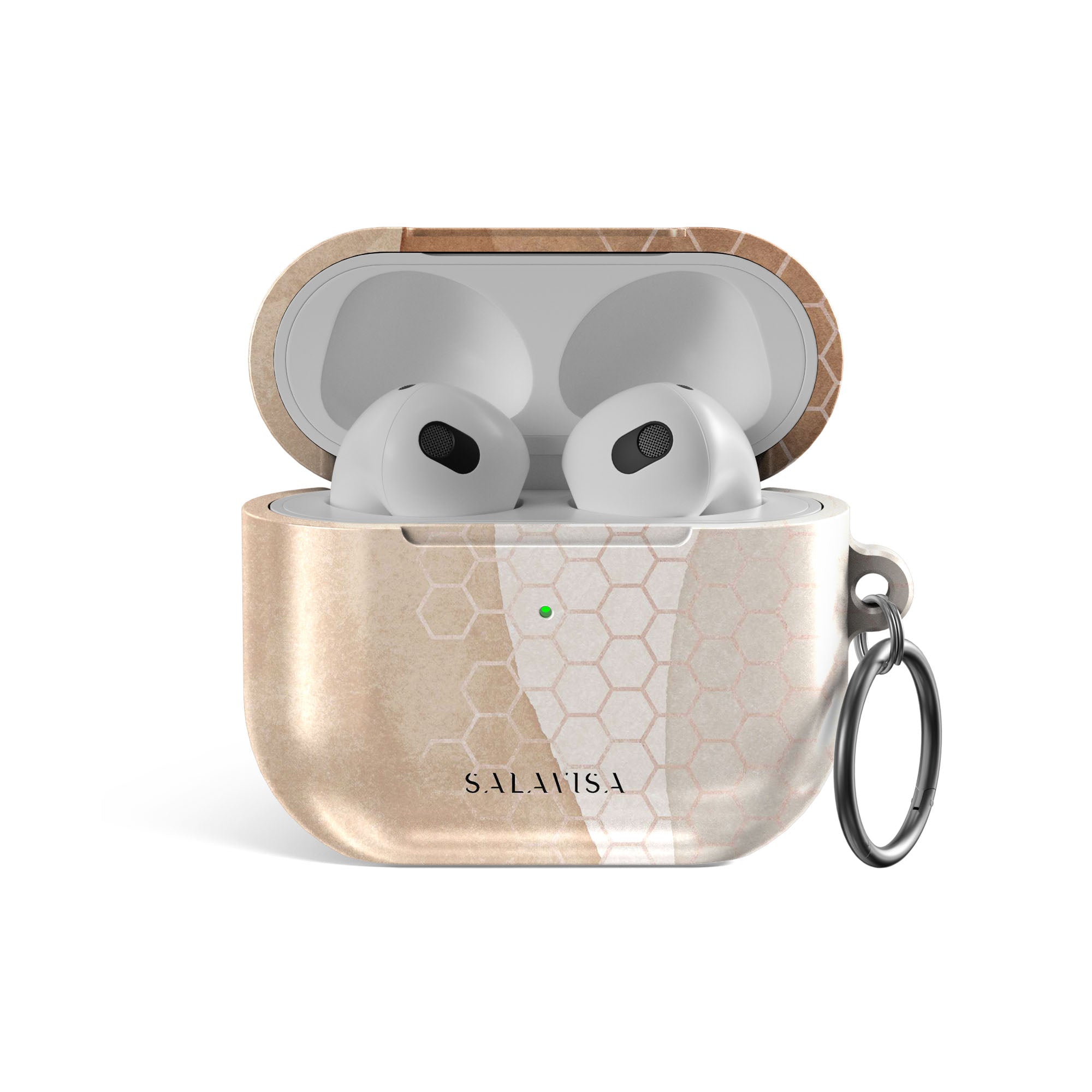 Cute Beige AirPods Case Cover with Carabiner - Trendy Protective Case for AirPods 1/2/3 & Pro - Perfect for Gym, Travel & Everyday Use
