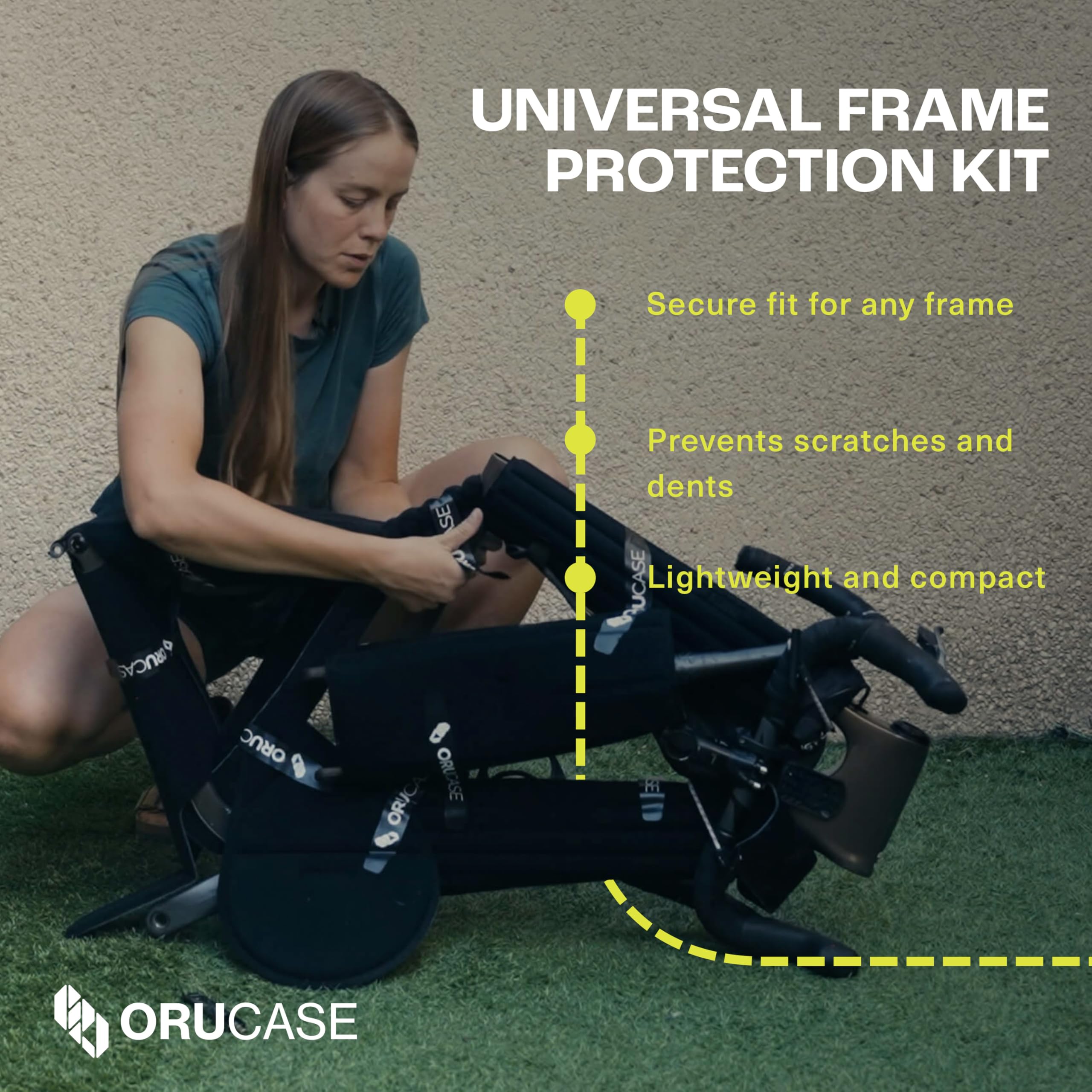 ORUCASE 7-Piece Universal Bike Frame Protection Kit - Padded Bicycle Travel Case with Chainstay Protector for Road, Gravel & MTB Bikes - Perfect for Airplane, Car and Train Travel - Protect Your Bike During Transport and Storage