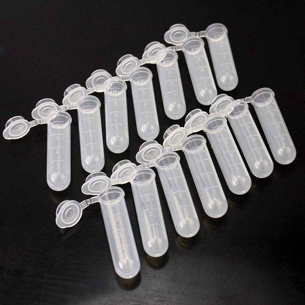 AKOAK 100-Pack 5ml Plastic Centrifugal Tubes with Graduated Markings, Round Bottom, Clear Transparent - Leak-Proof Sample Storage Containers for Lab, Science Experiments & DIY Beauty Products