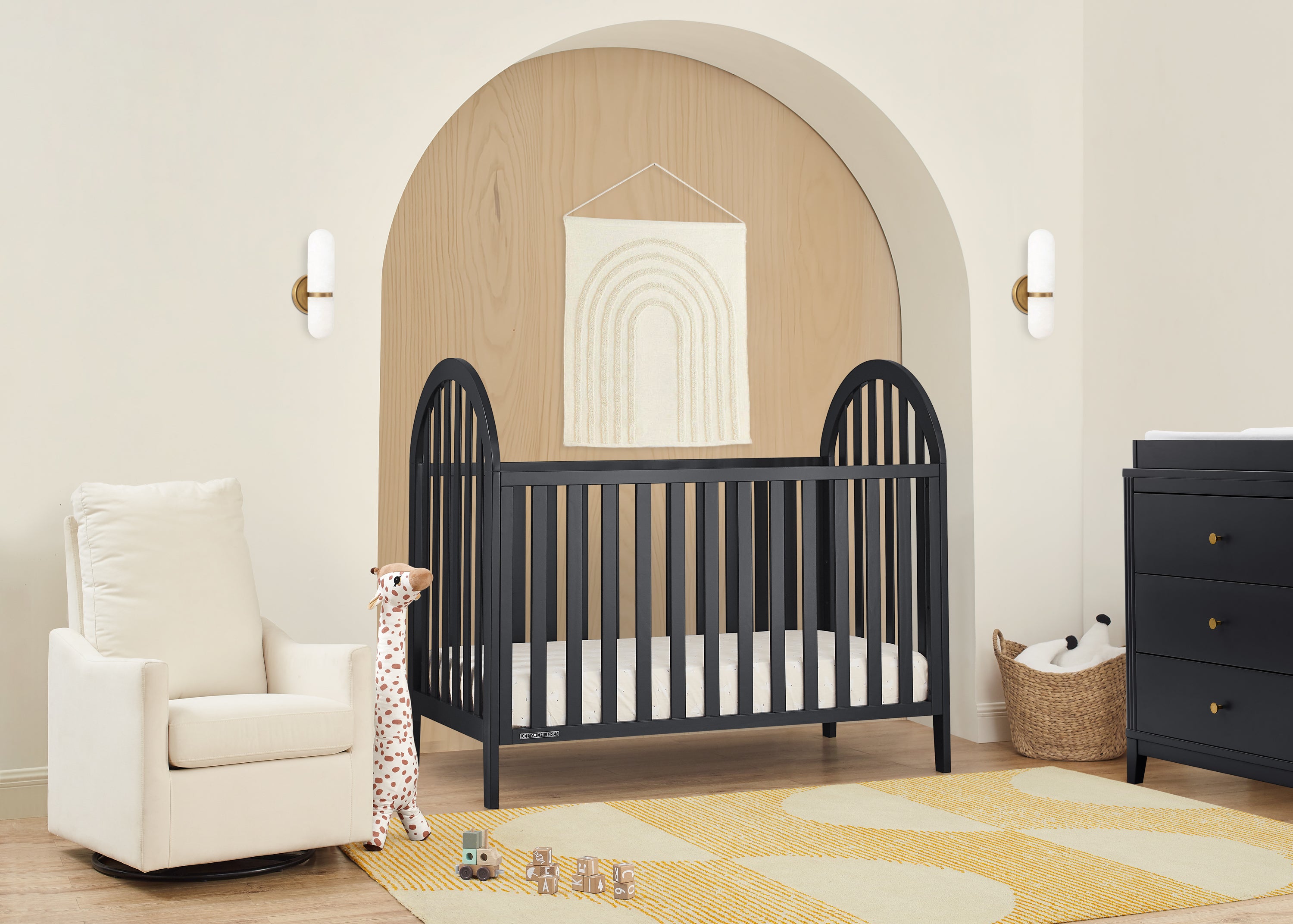 Milano 4-in-1 Convertible Baby Crib - Toddler Bed, Daybed & Full-Size Bed - Nursery Furniture for Boys & Girls - Perfect for Newborn to Teen Years