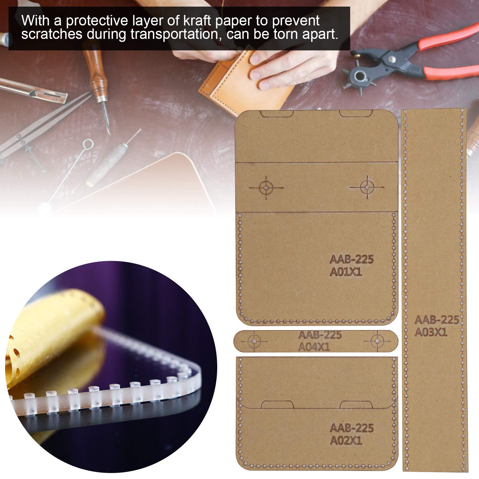 4Pcs Acrylic Template Set for DIY Leather Craft - Wallet & Purse Stencil Patterns, Acrylic Cutting Tool for Handmade Leather Wallets, Bags & Accessories - Perfect for DIY Projects, Gifts & Crafting Enthusiasts