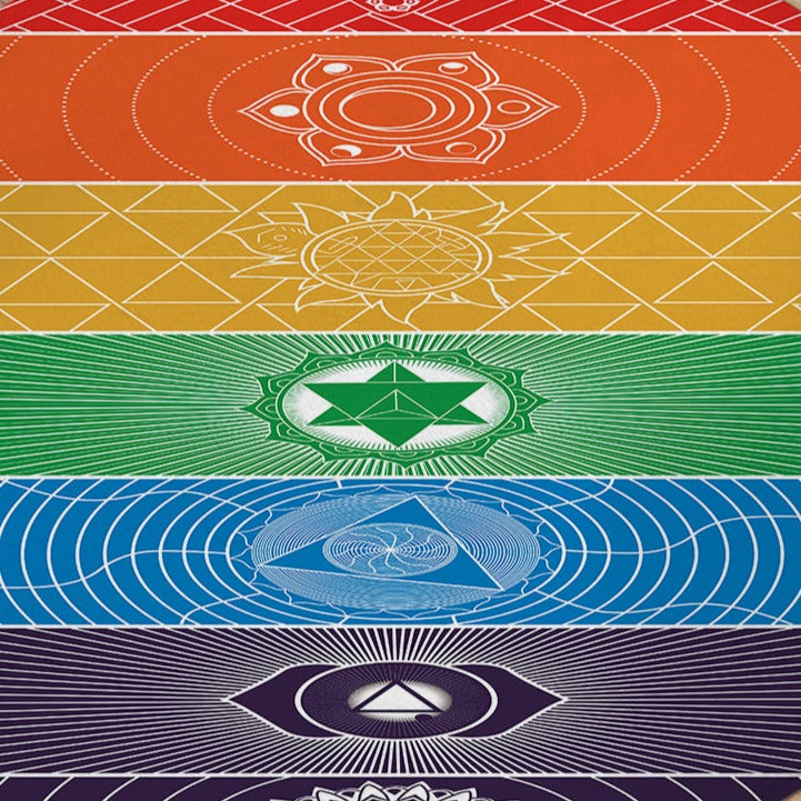 Chakra Yoga Round Area Rug - Non-Slip Meditation Mat for Home, Studio & Office - Spiritual Healing & Mindfulness Practice Accessory